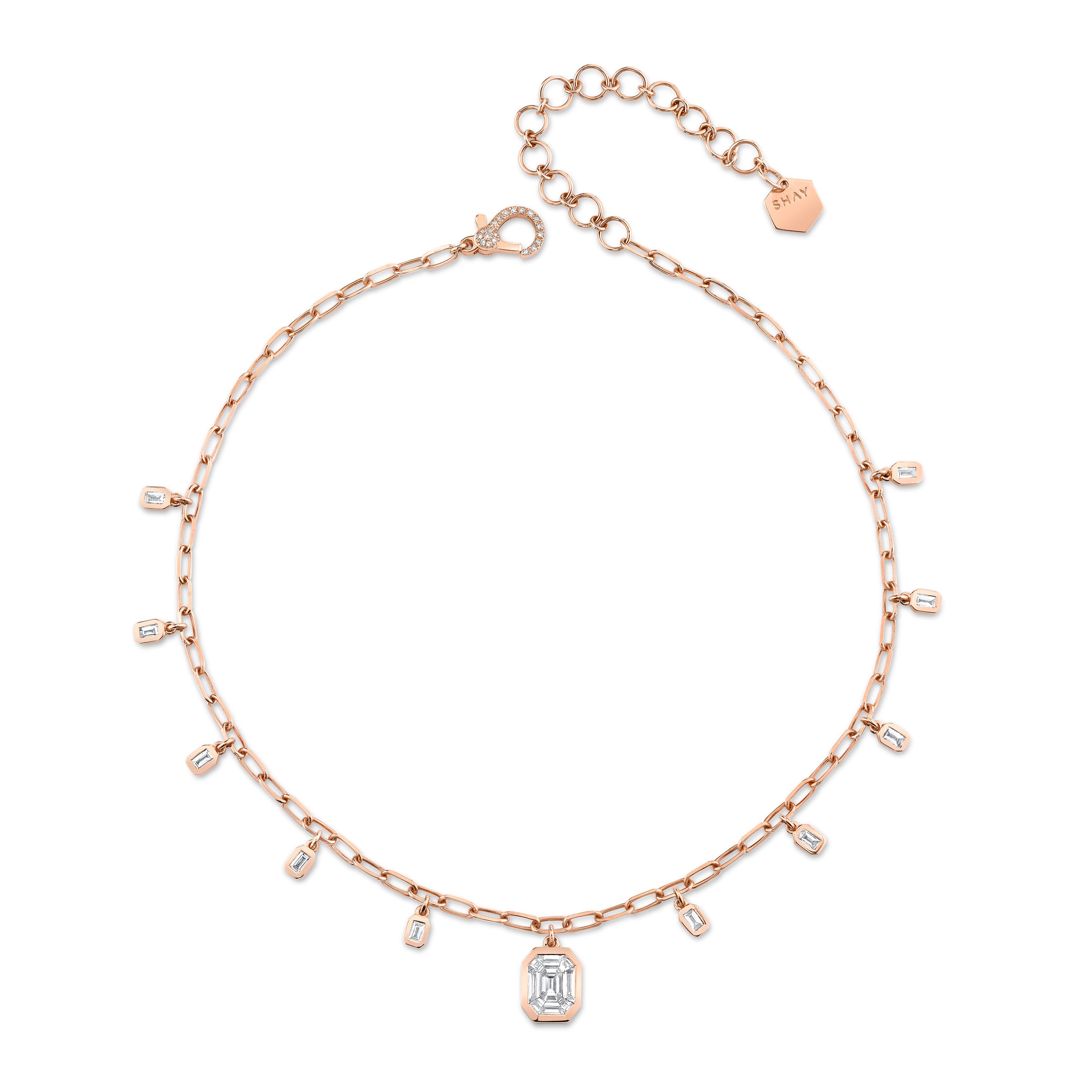 READY TO SHIP DIAMOND ILLUSION BAGUETTE DROP CHOKER