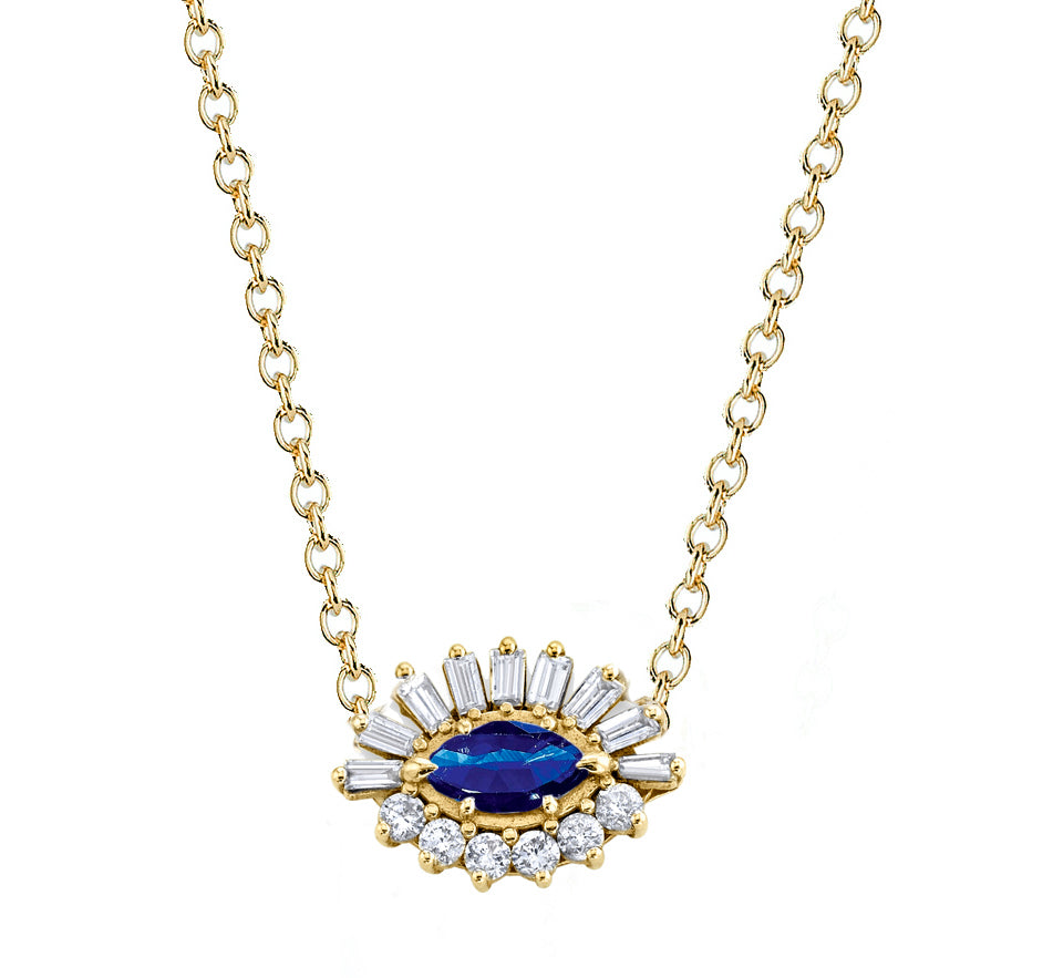 Evil Eye Mini Light Blue Sapphire Ring | Suzanne Kalan 7.5 / Yellow Gold