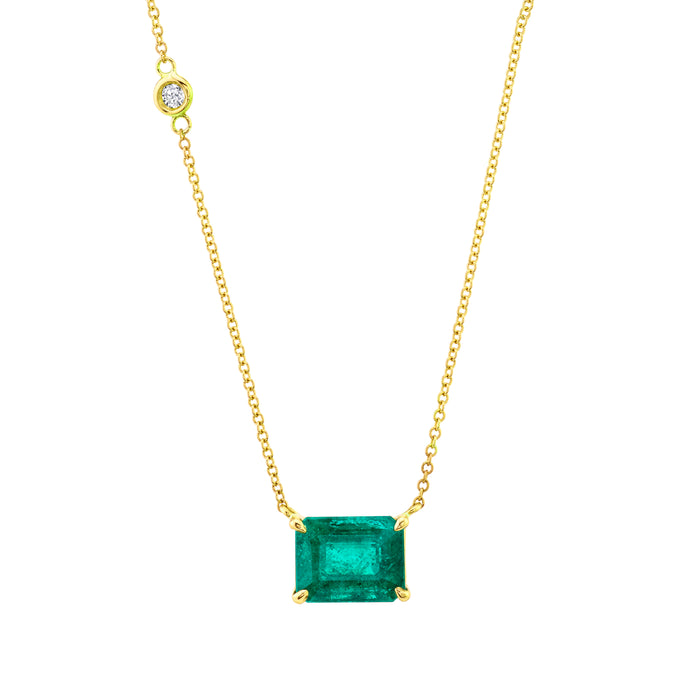READY TO SHIP EMERALD SOLITAIRE MEDIUM PENDANT NECKLACE