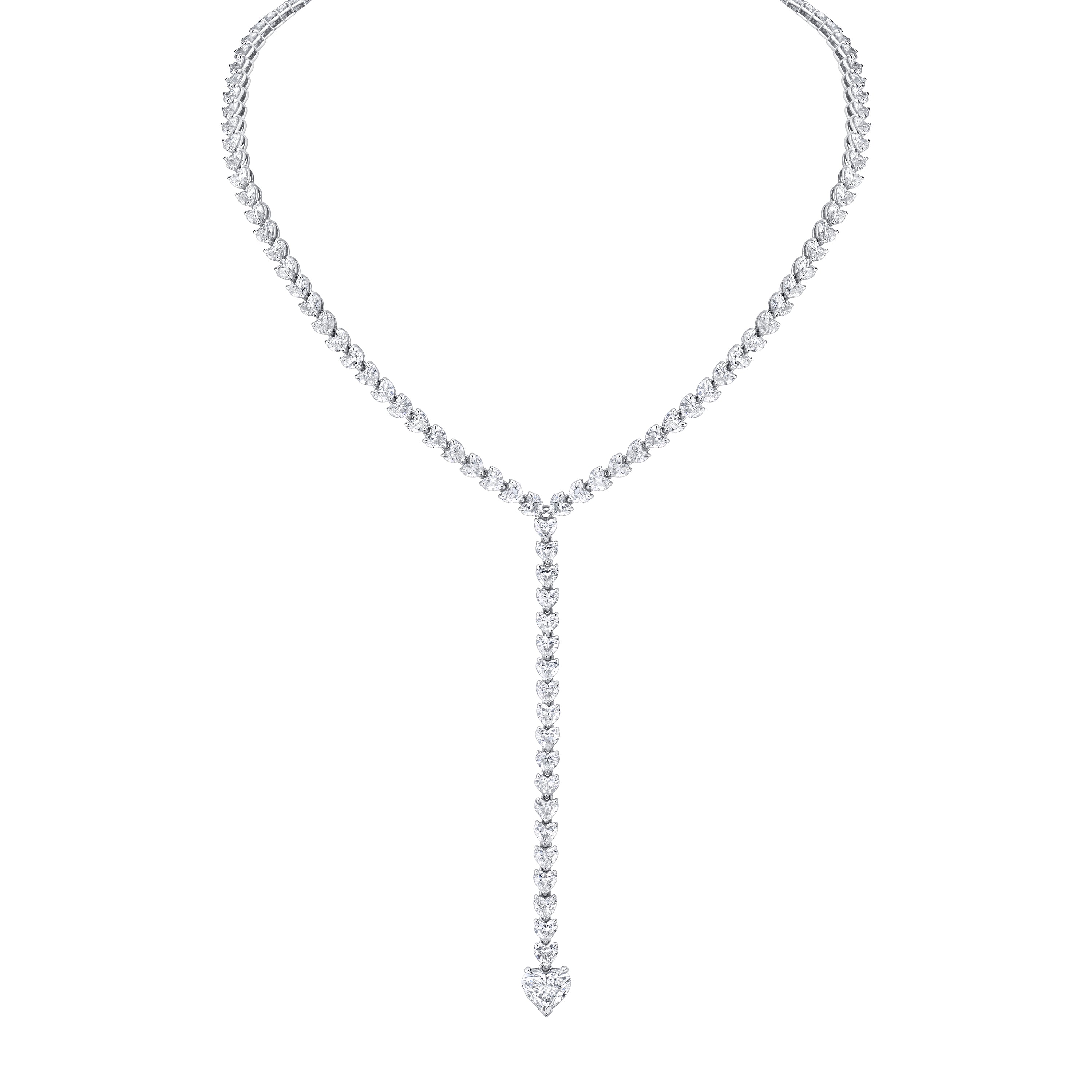 SHAY Diamond Heart Y Necklace, 15ct, 18k gold, detail view