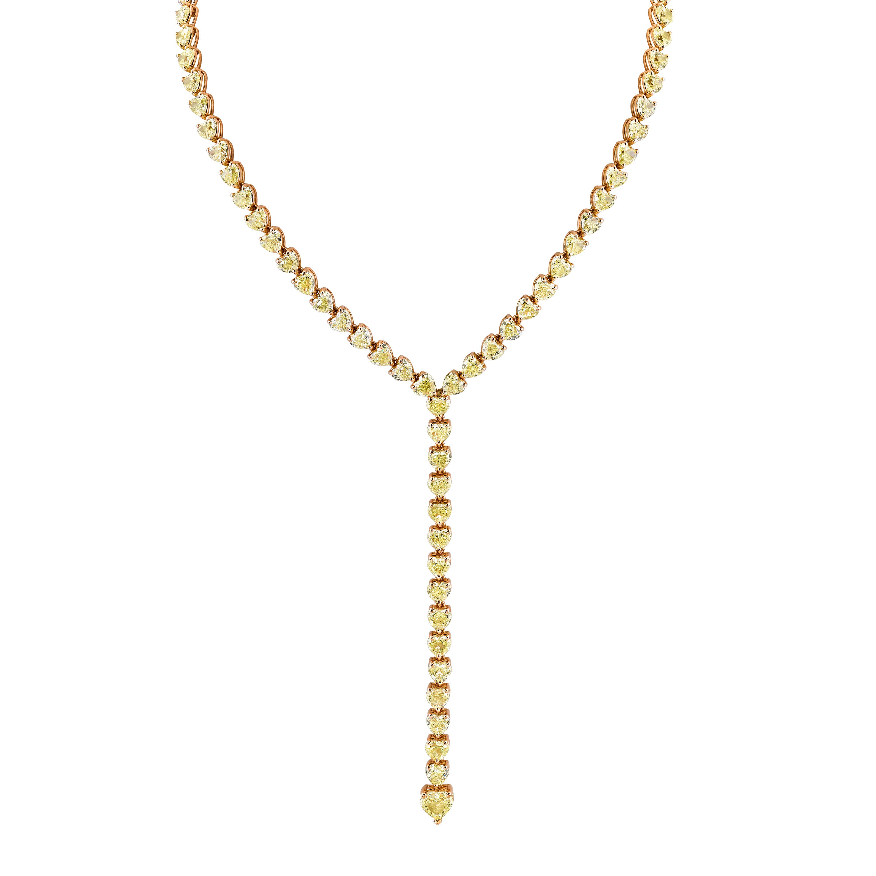 SHAY Yellow Diamond Heart Y Necklace, 29.55ct, 18k gold, side view