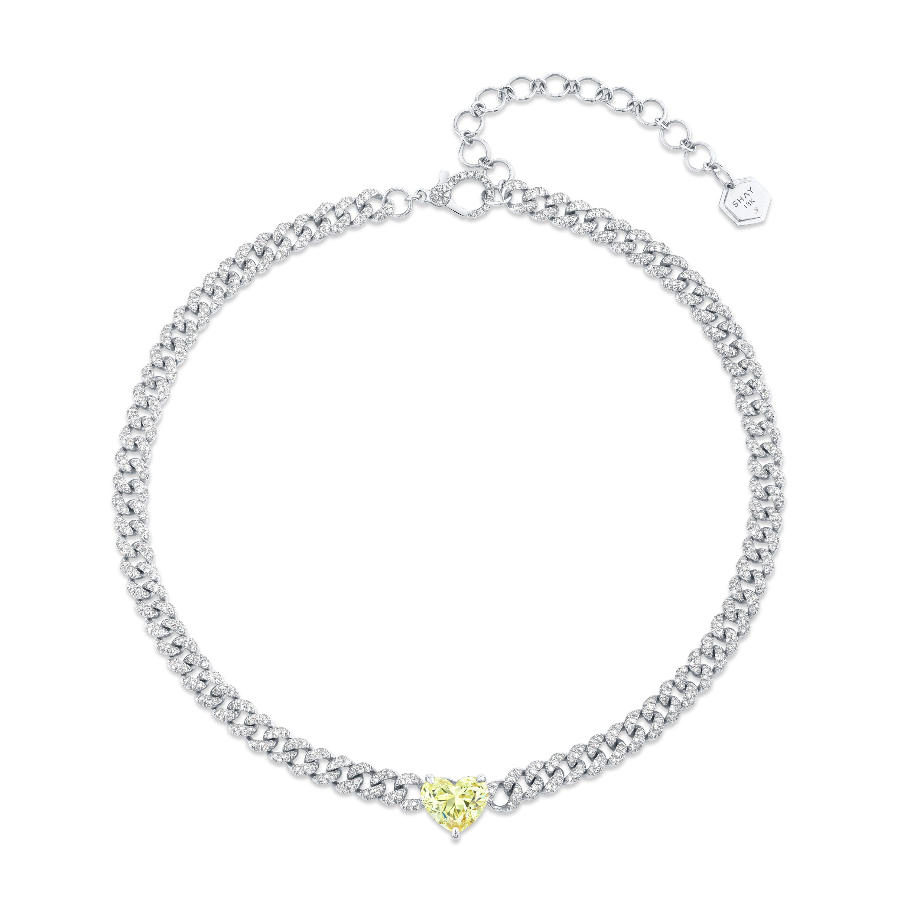 SHAY Yellow Diamond Heart Mini Link Necklace, 18k gold, additional view
