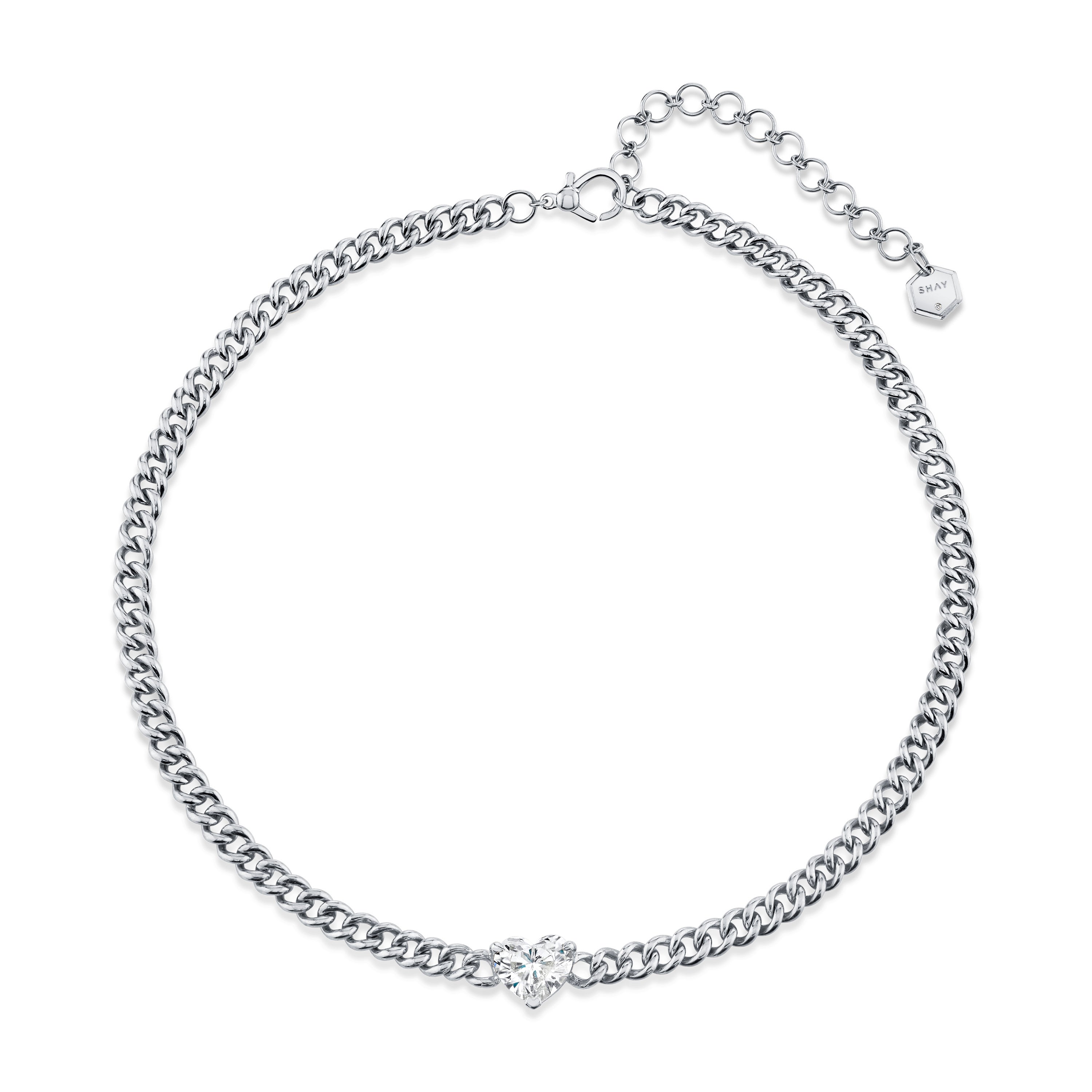 SHAY Diamond Heart Mini Link Necklace, 3.21ct, 18k gold, additional view 2