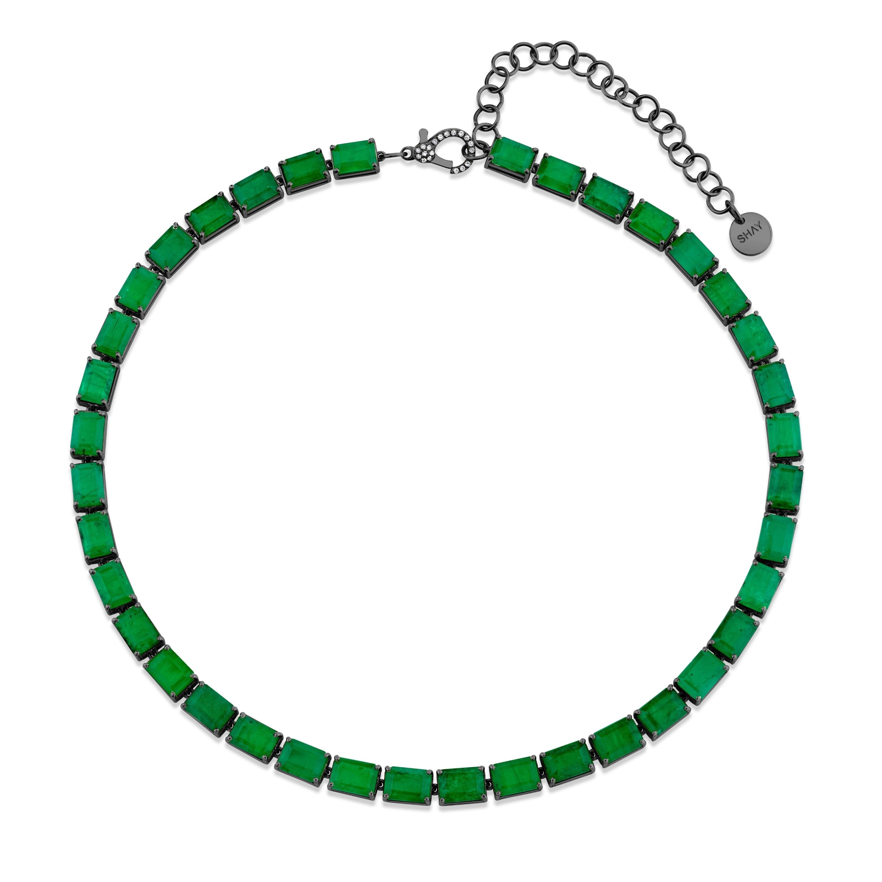 EMERALD EAST WEST TENNIS NECKLACE