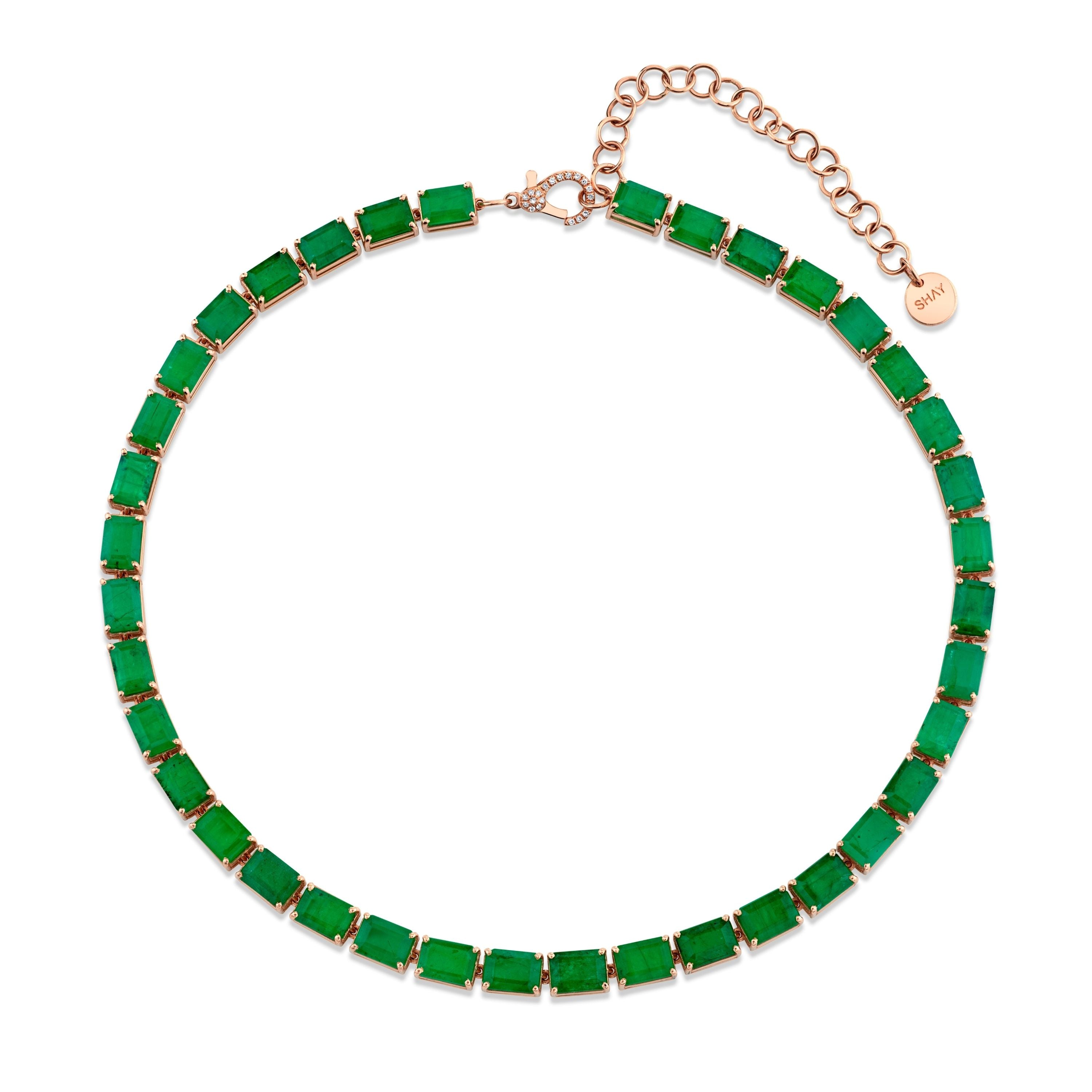 EMERALD EAST WEST TENNIS NECKLACE