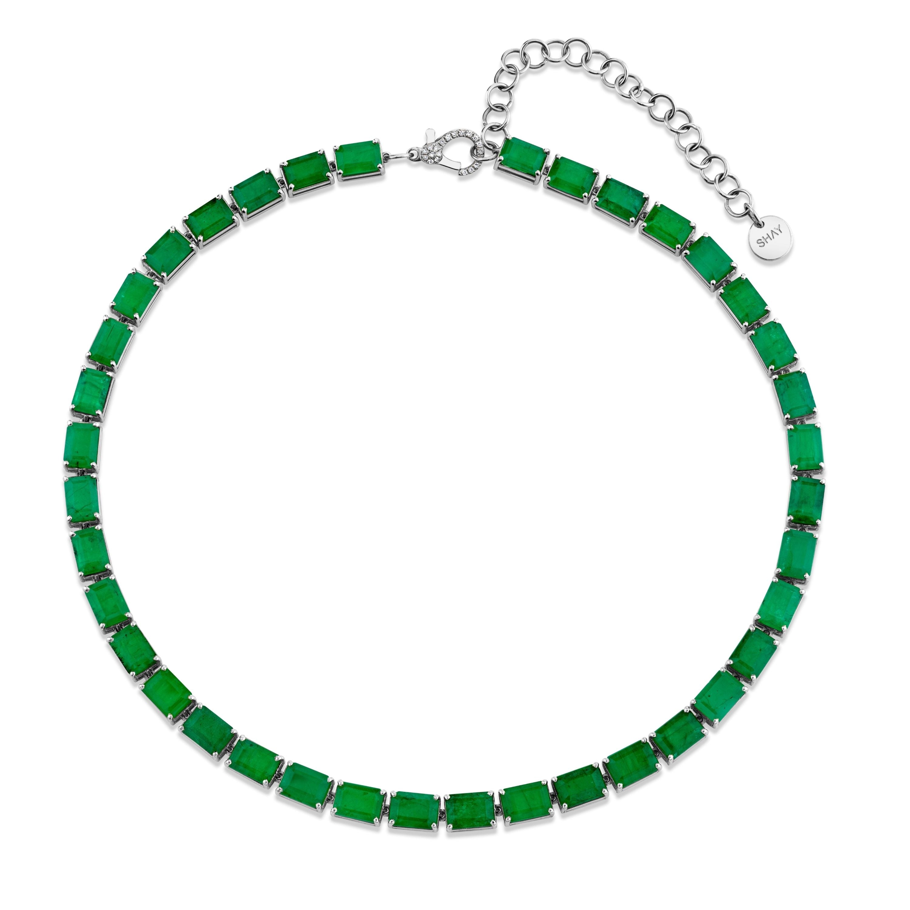 EMERALD EAST WEST TENNIS NECKLACE