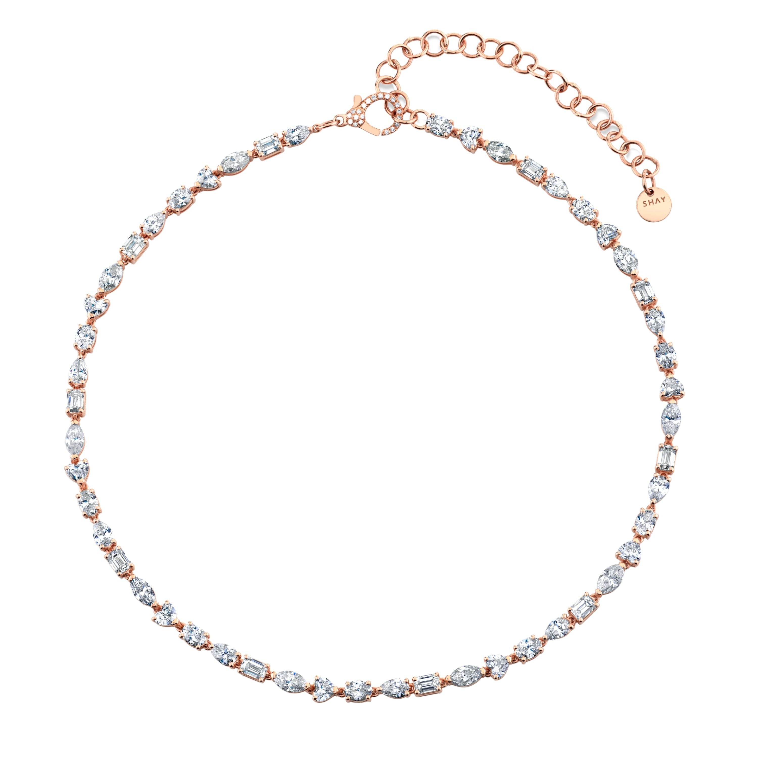 SHAY Mixed Diamond Tennis Necklace Classic, 11.25ct, 18k gold, detail view