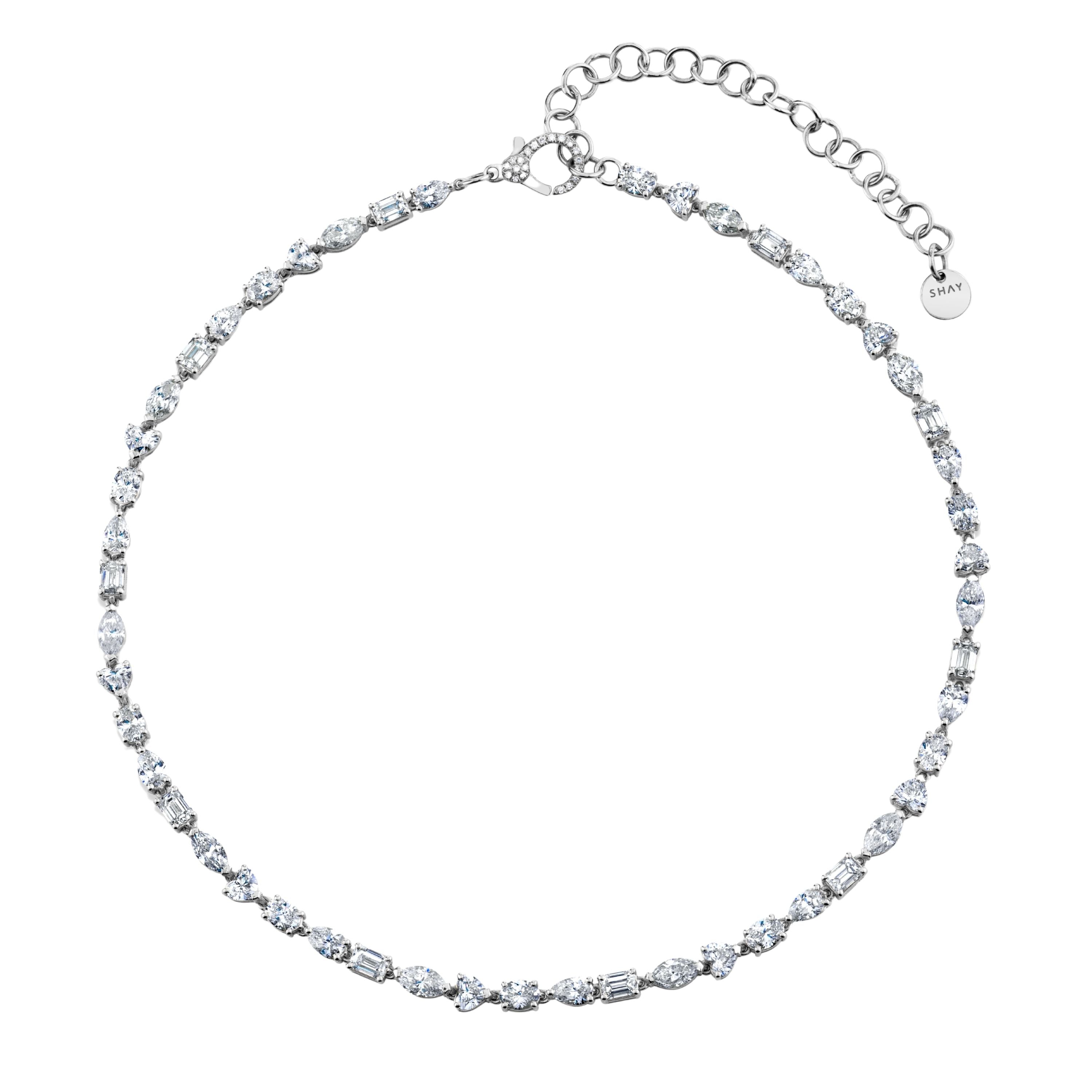 SHAY Mixed Diamond Tennis Necklace Classic, 11.25ct, 18k gold, side view
