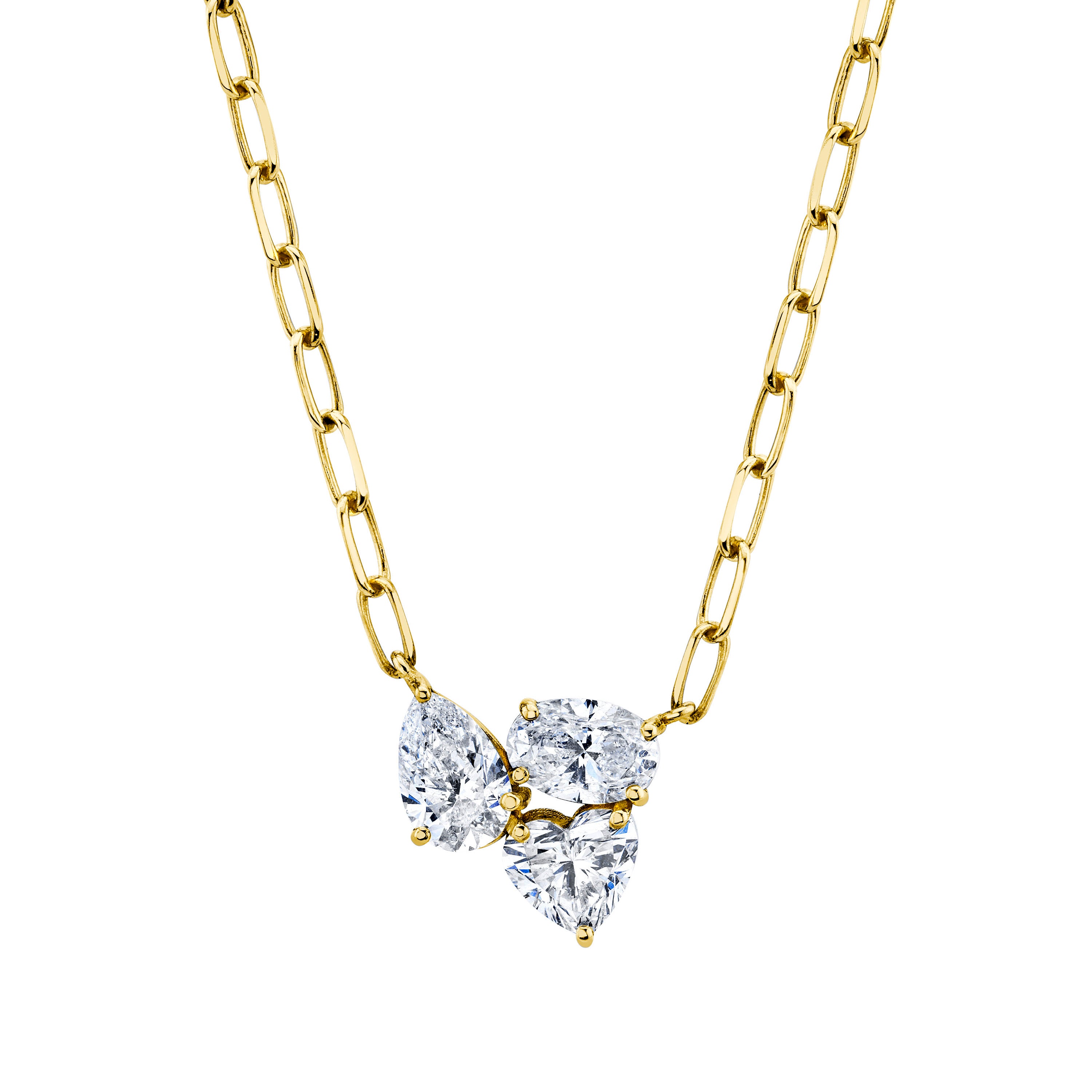 DIAMOND TRIPLE GEM NECKLACE