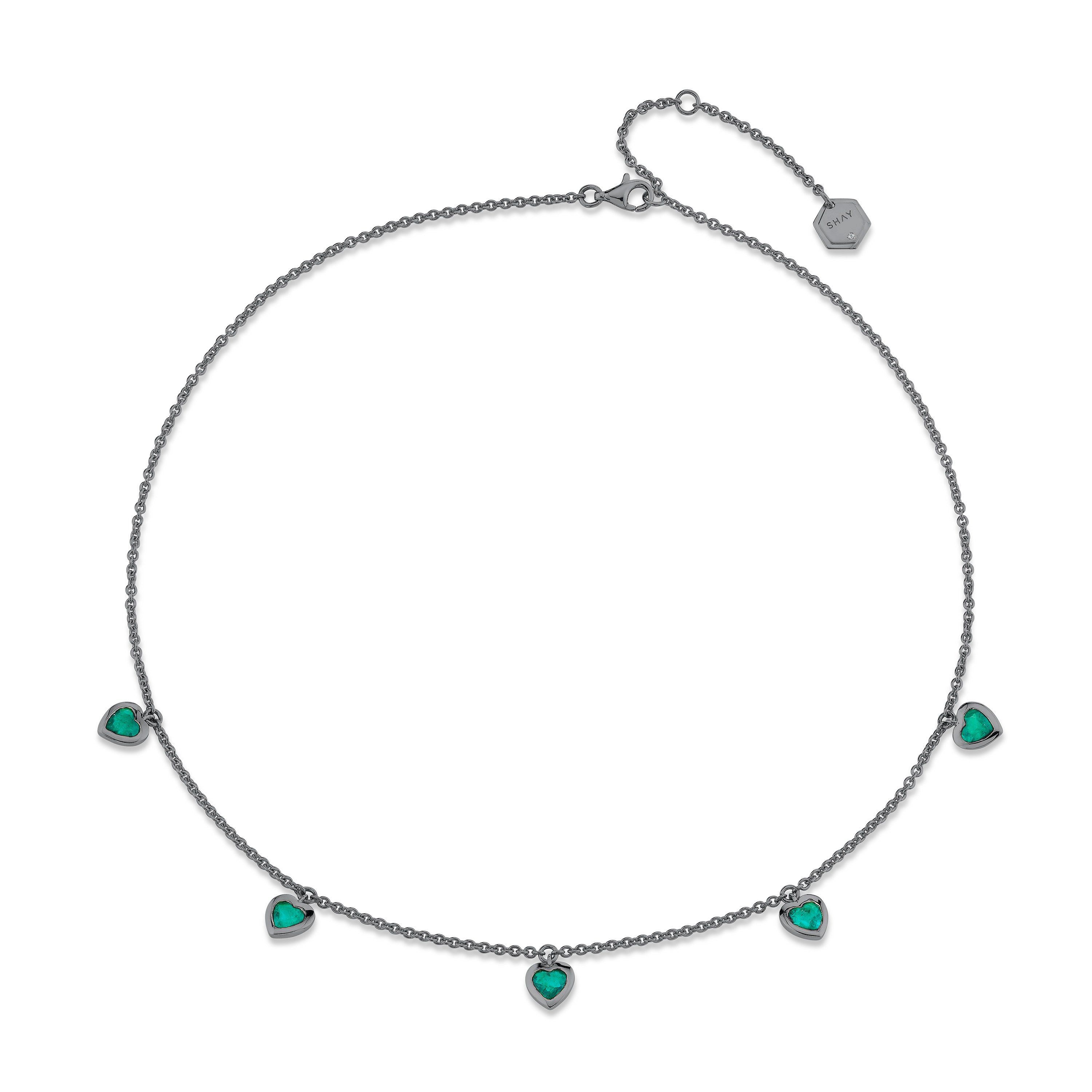 EMERALD BEZEL HEART NECKLACE