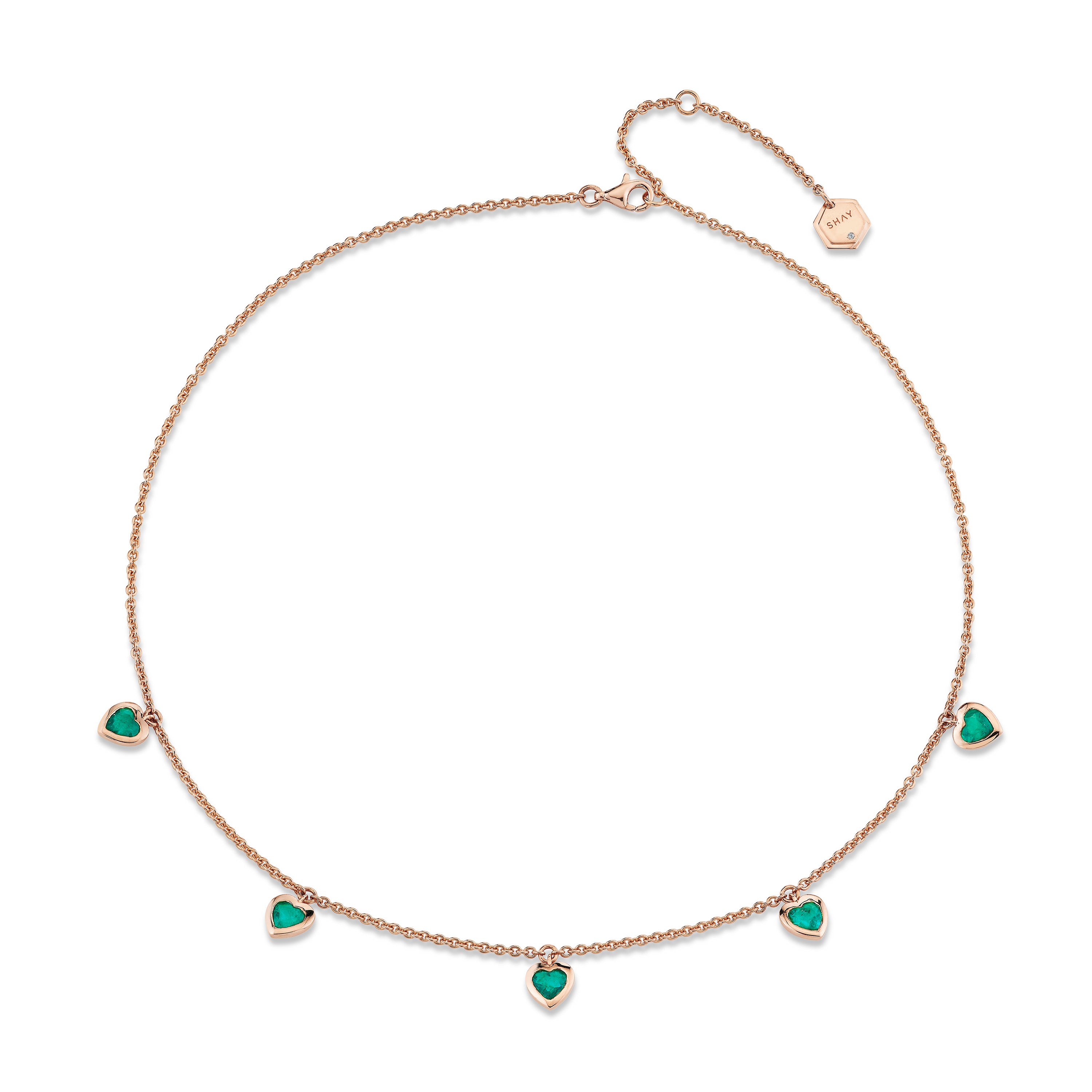EMERALD BEZEL HEART NECKLACE