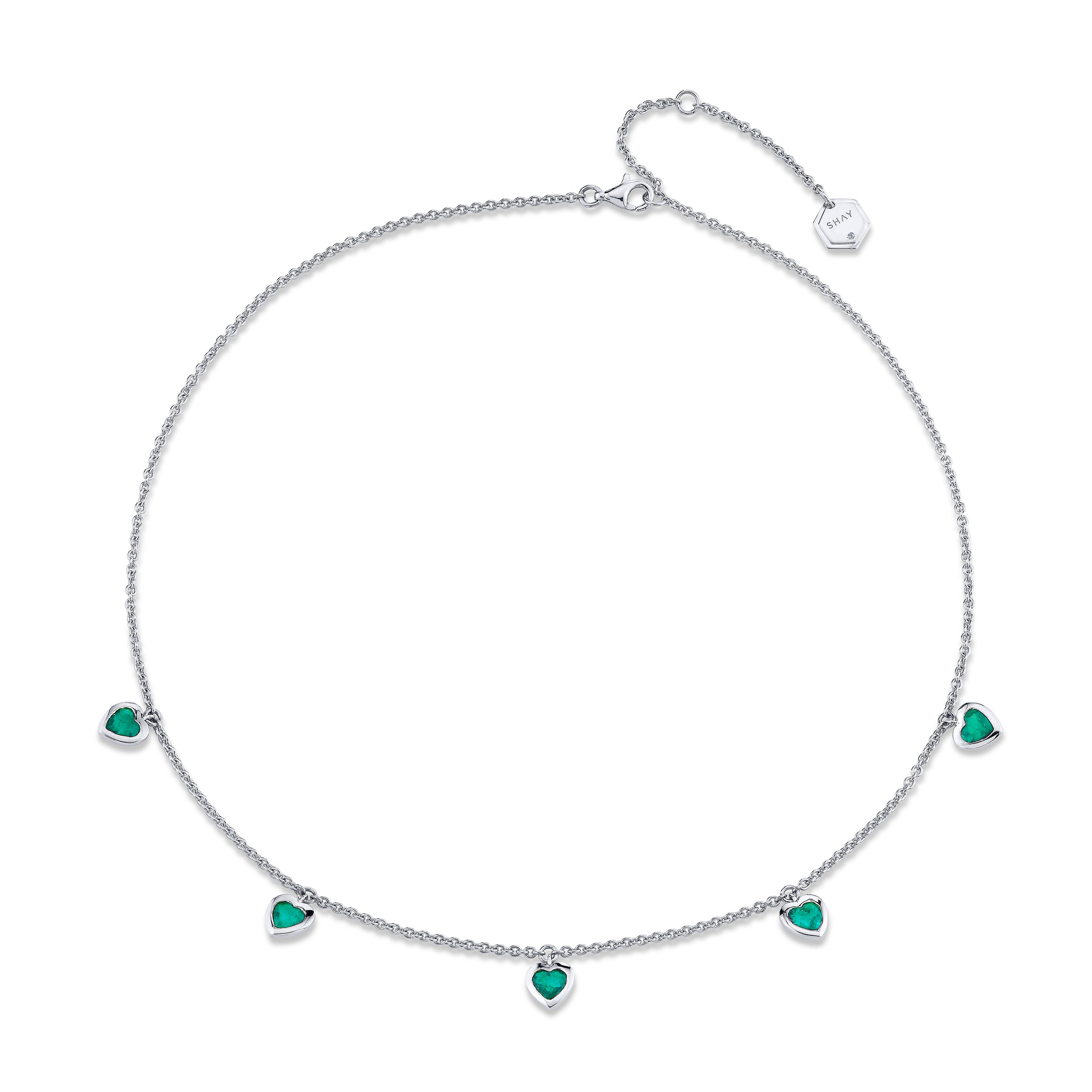 EMERALD BEZEL HEART NECKLACE