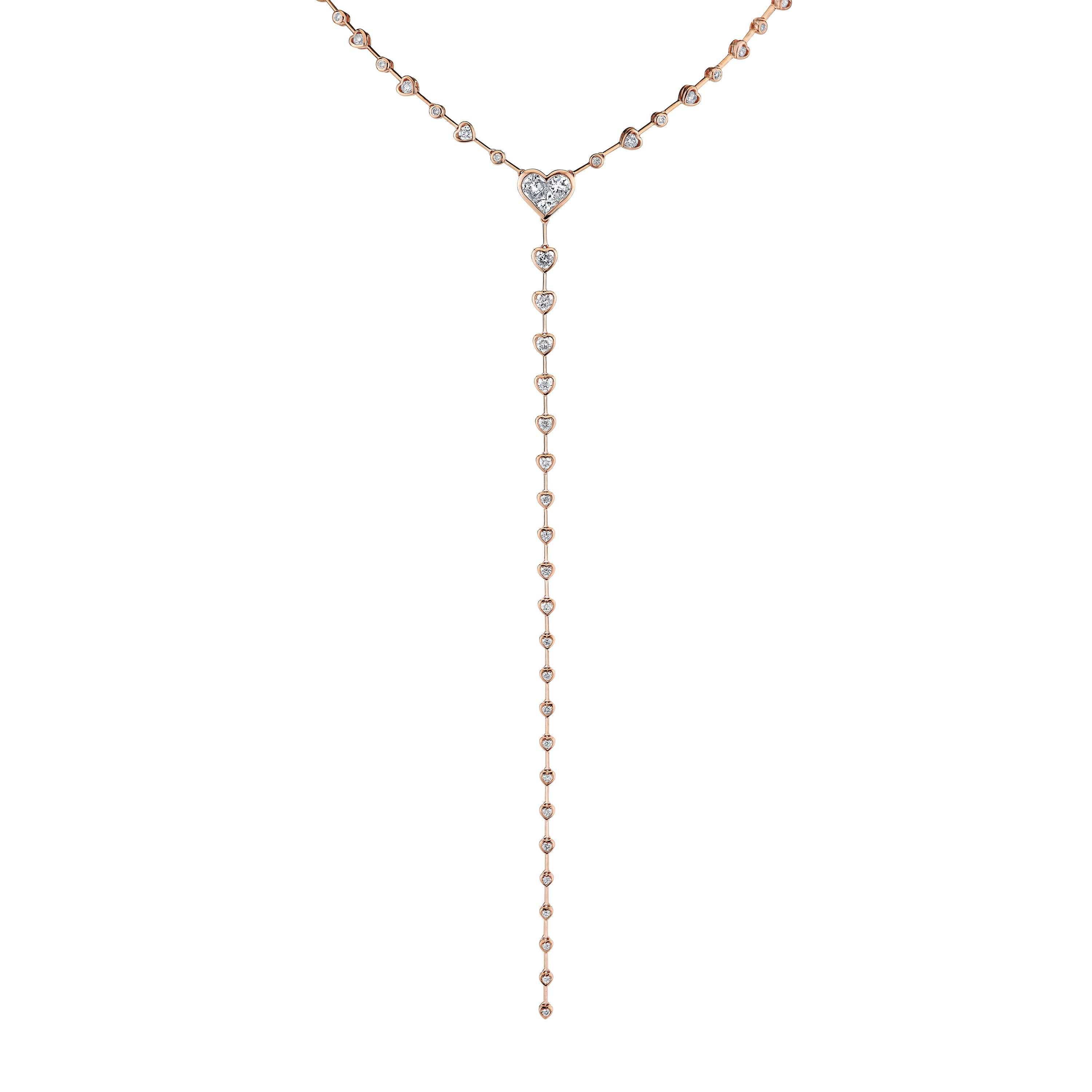 DIAMOND BEZEL HEART Y NECKLACE