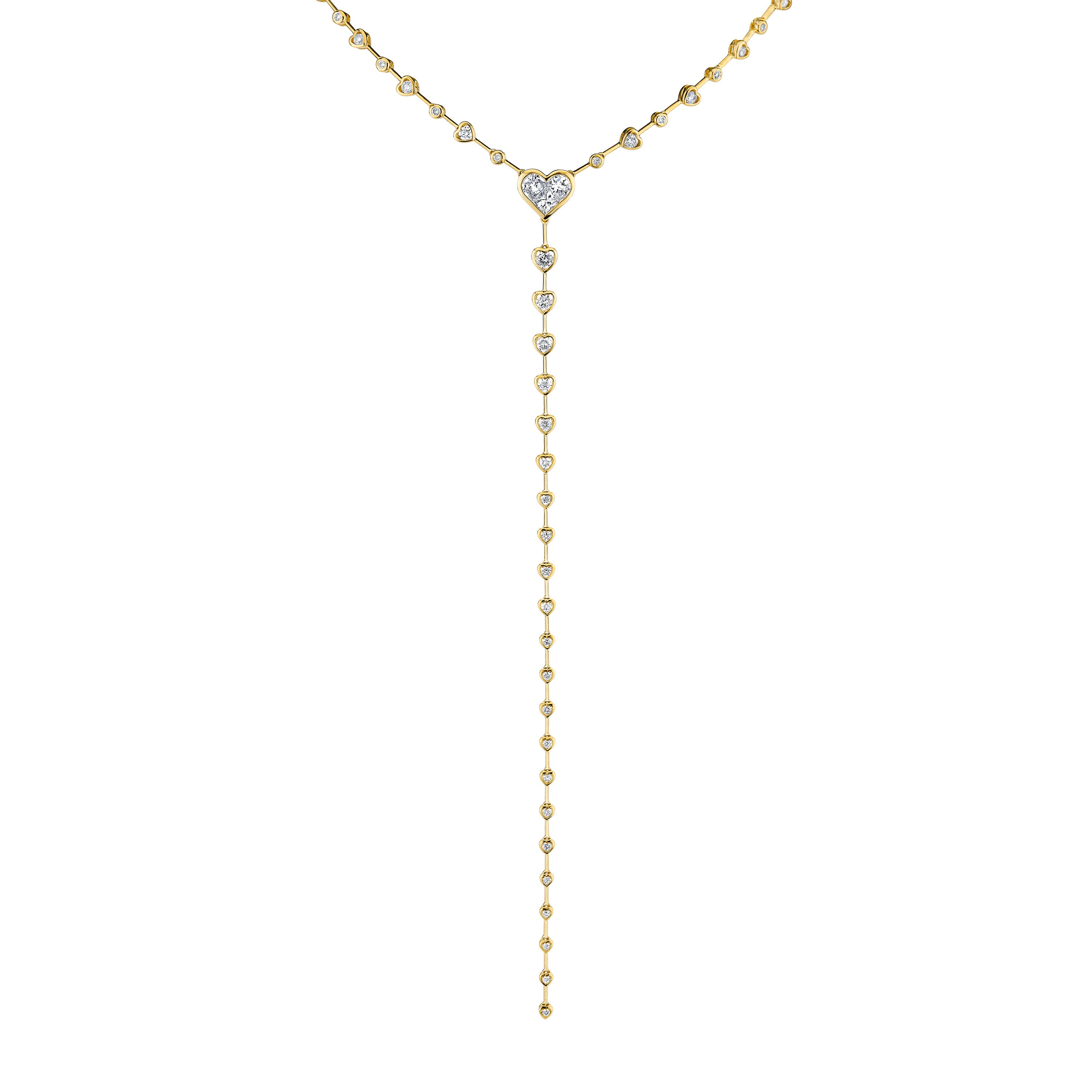 DIAMOND BEZEL HEART Y NECKLACE