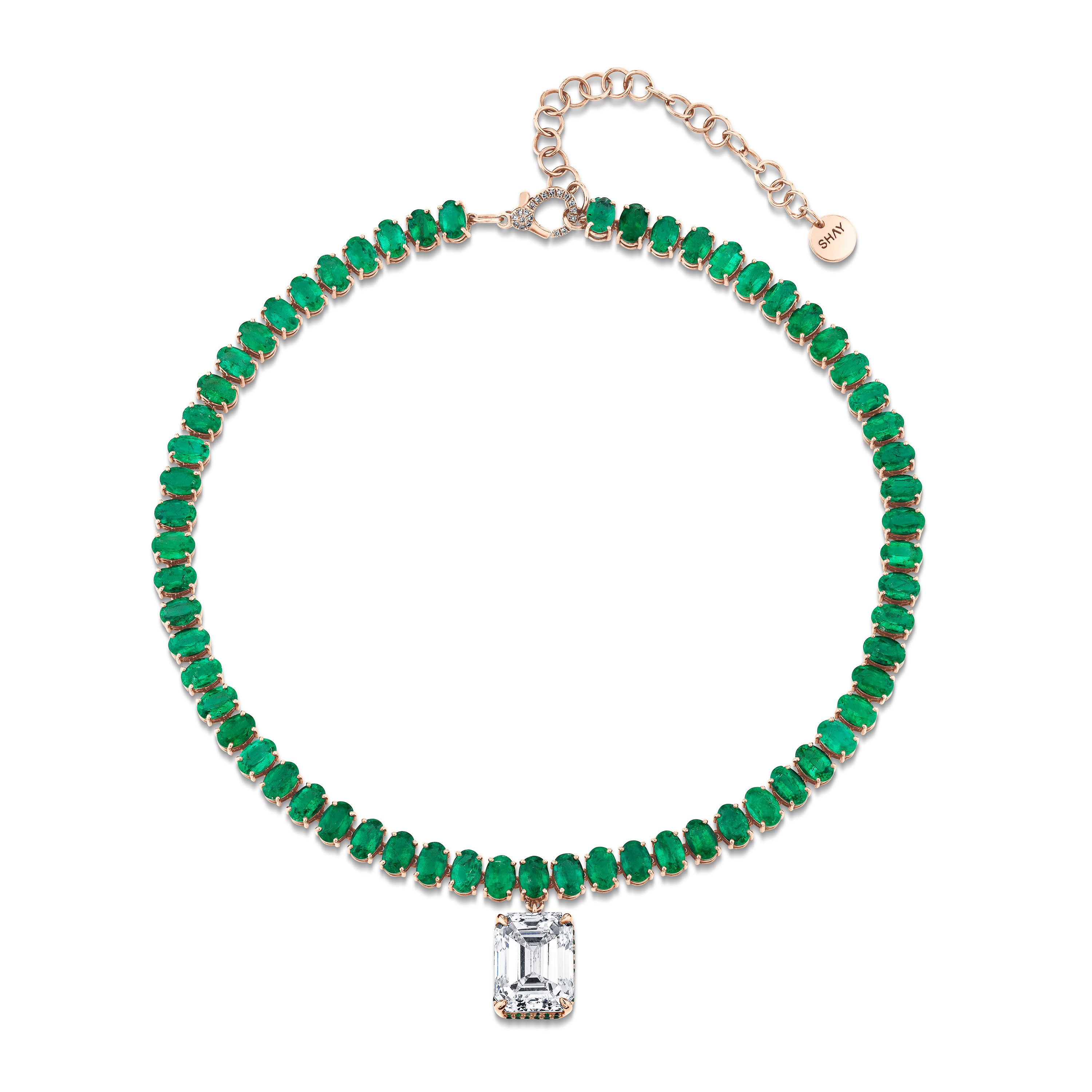 SHAY Emerald Drip Tennis Necklace, 18k gold, additional view 2
