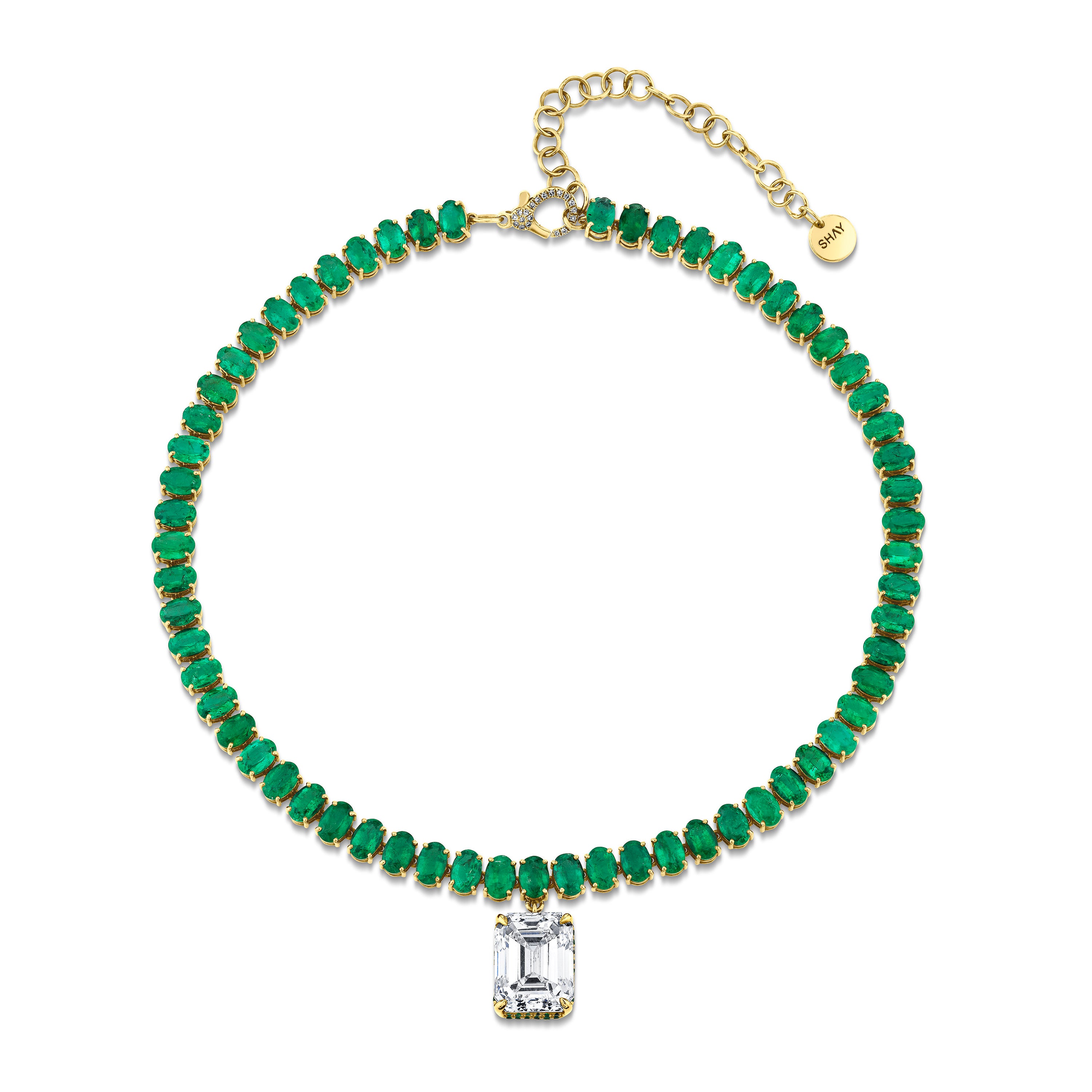 SHAY Emerald Drip Tennis Necklace, 18k gold, additional view