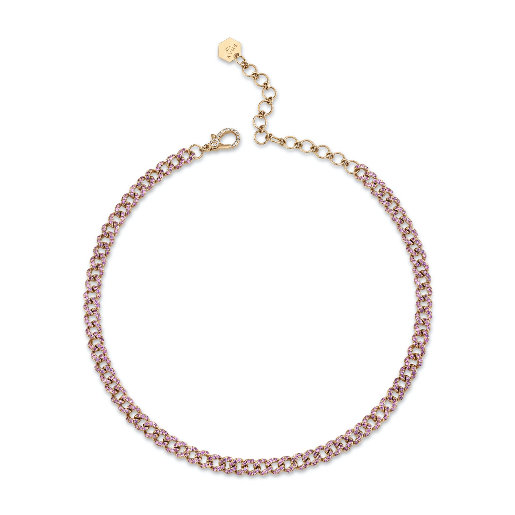 READY TO SHIP PINK SAPPHIRE MINI PAVE LINK CHOKER
