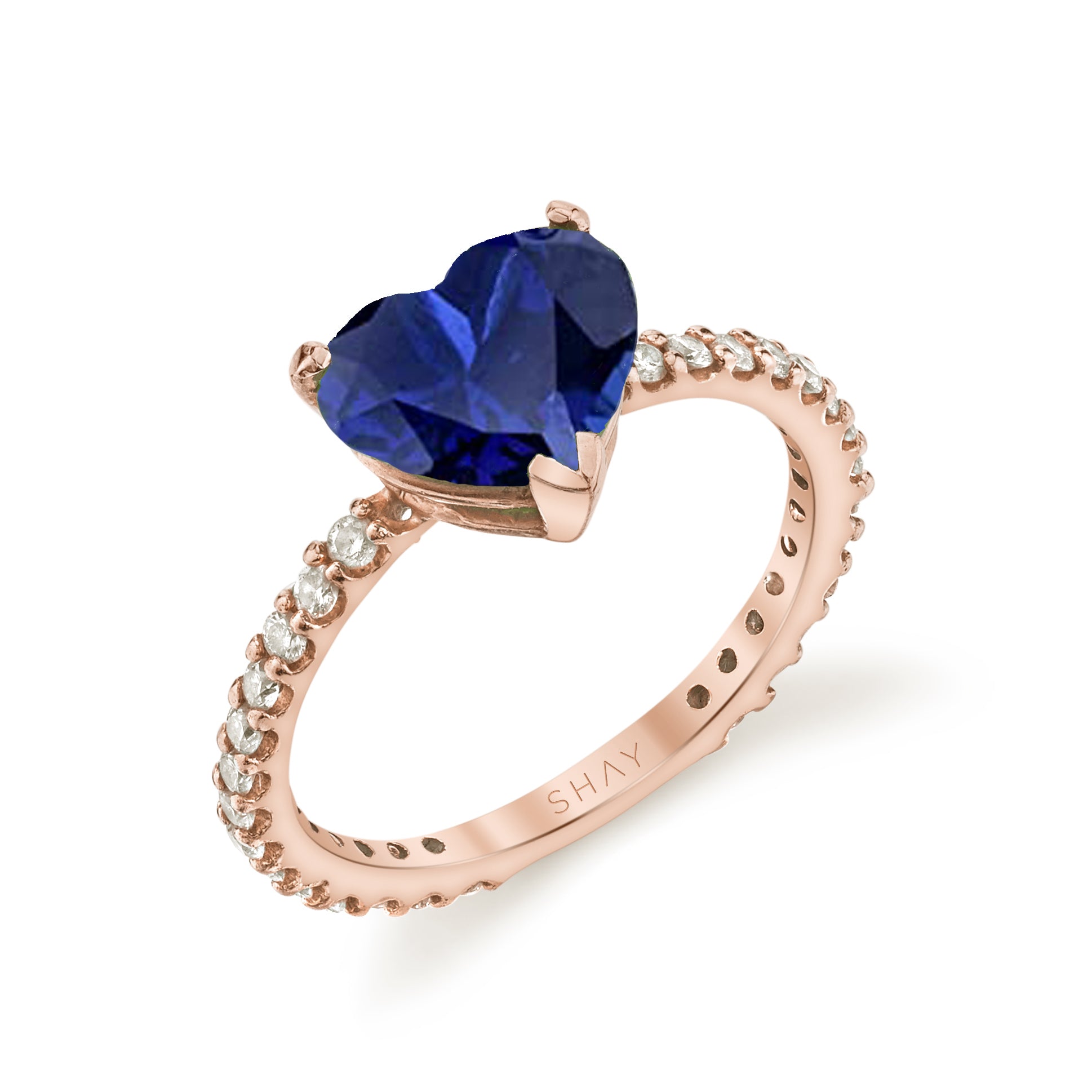 BLUE SAPPHIRE HEART PINKY RING