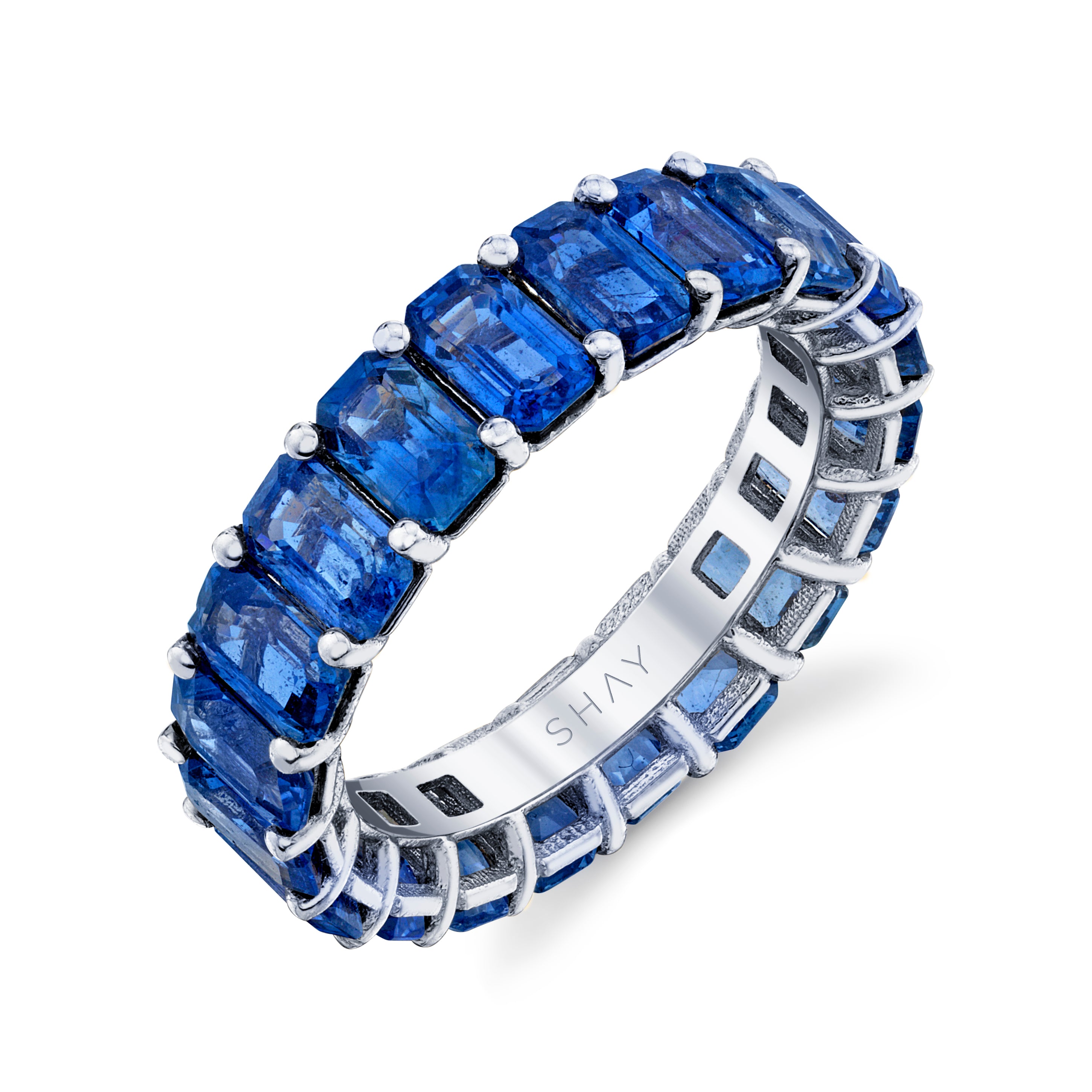 SHAY Ready to Ship Blue Sapphire Eternity Band, 8ct, 18k gold, side view