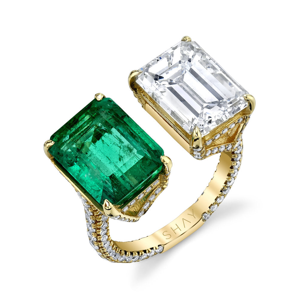 EMERALD DIAMOND TWIN RING