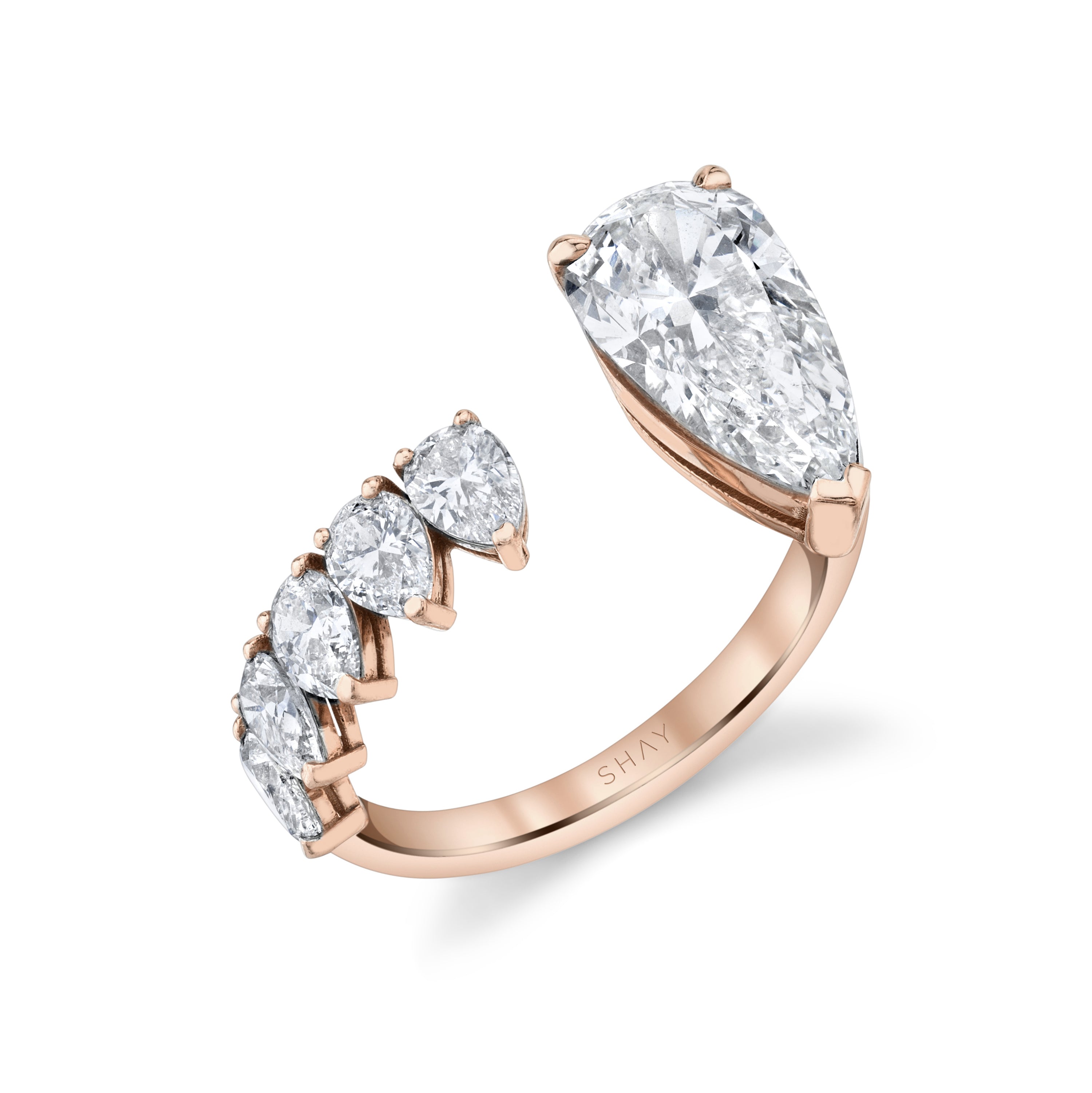 SHAY Diamond Floating Pear Ring, 2.2ct center, 18k gold, additional view