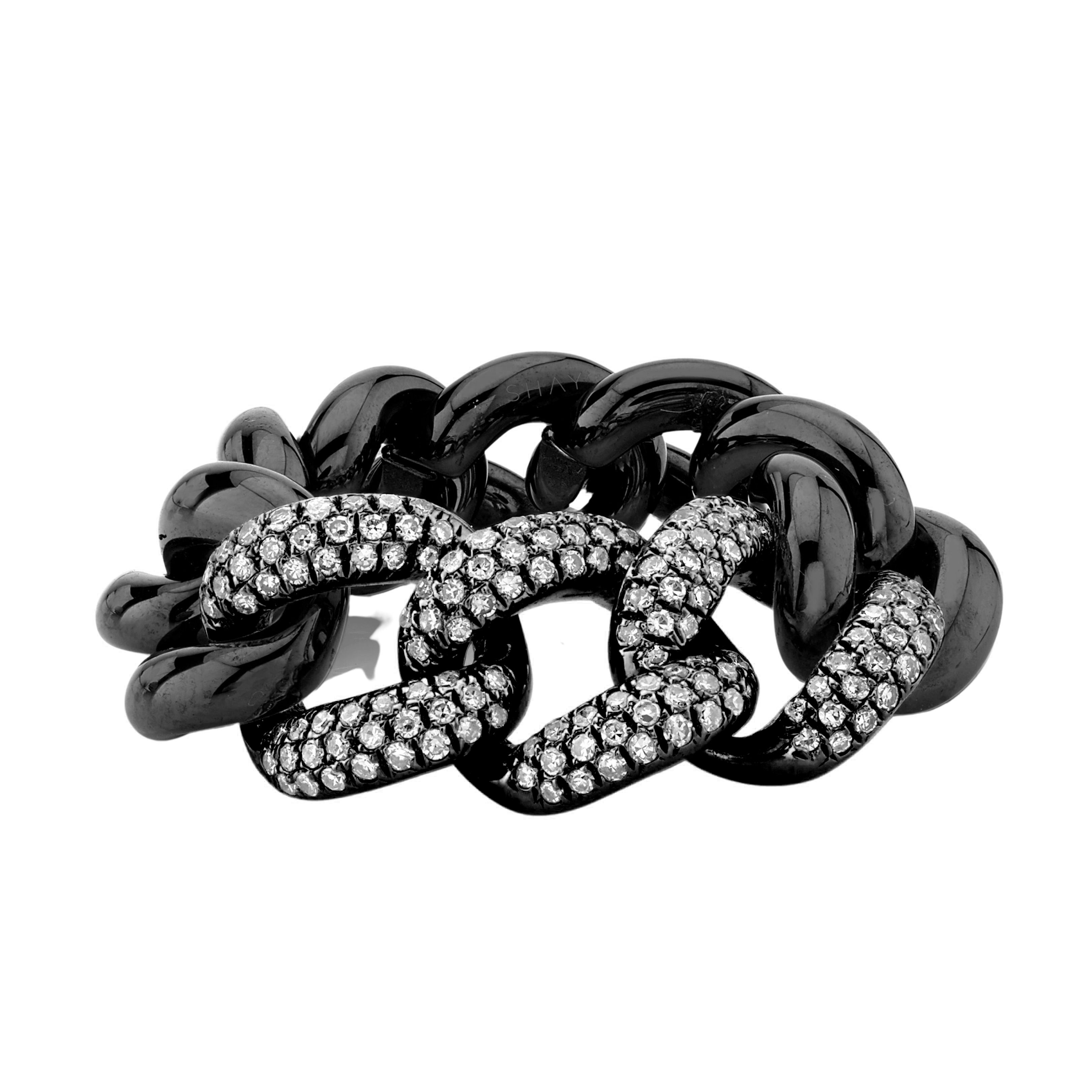 BLACK CERAMIC PAVE ESSENTIAL LINK RING