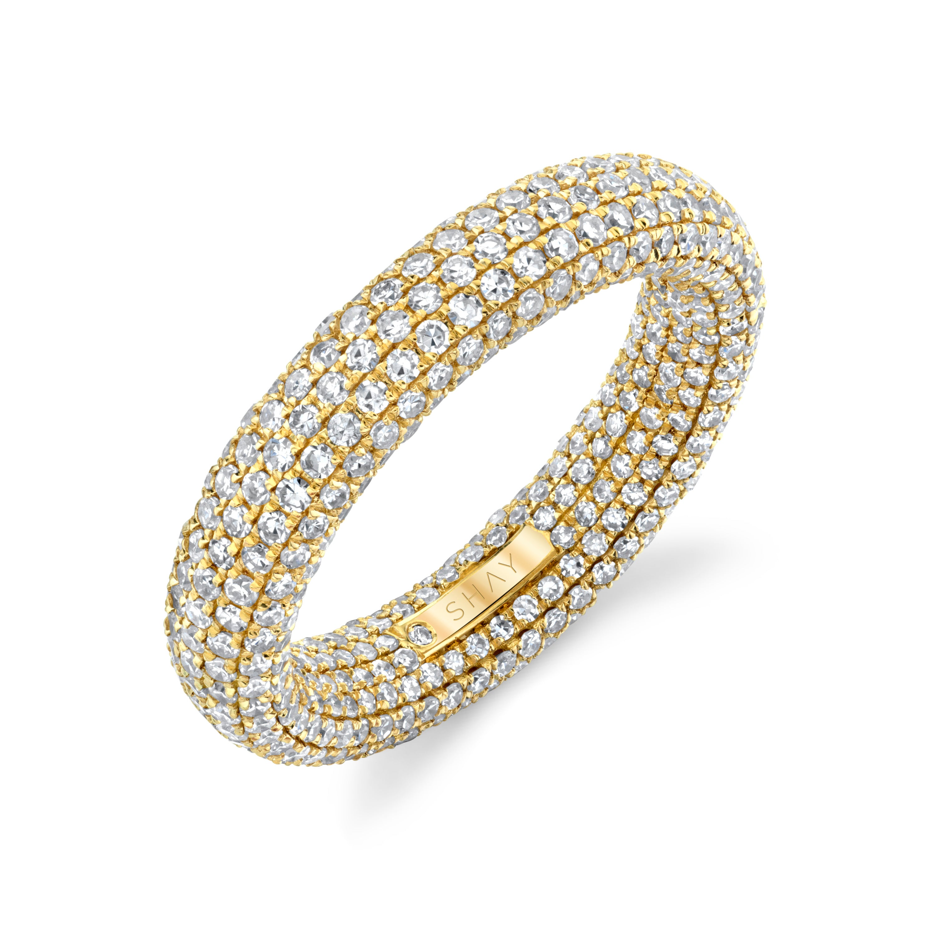 SHAY Ready to Ship Diamond Inside & Out Eternity Band, 18k gold, side view