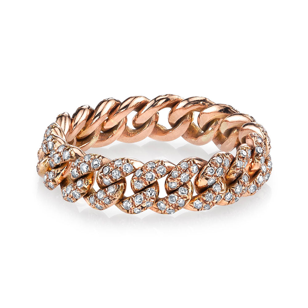 SHAY Ready to Ship Diamond Pave Mini Link Ring, 0.72ct, 18k gold, detail view