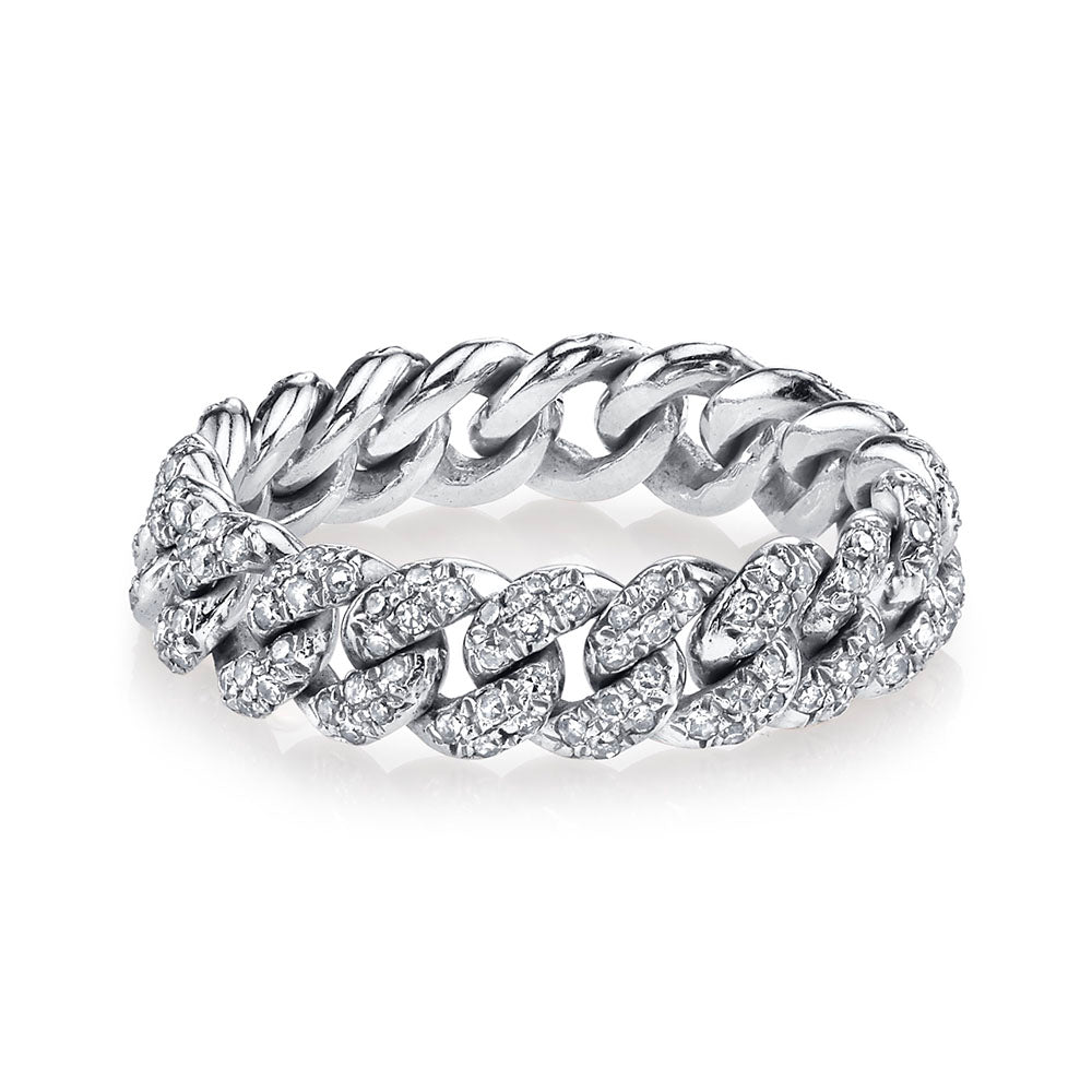 SHAY Ready to Ship Diamond Pave Mini Link Ring, 0.72ct, 18k gold, side view