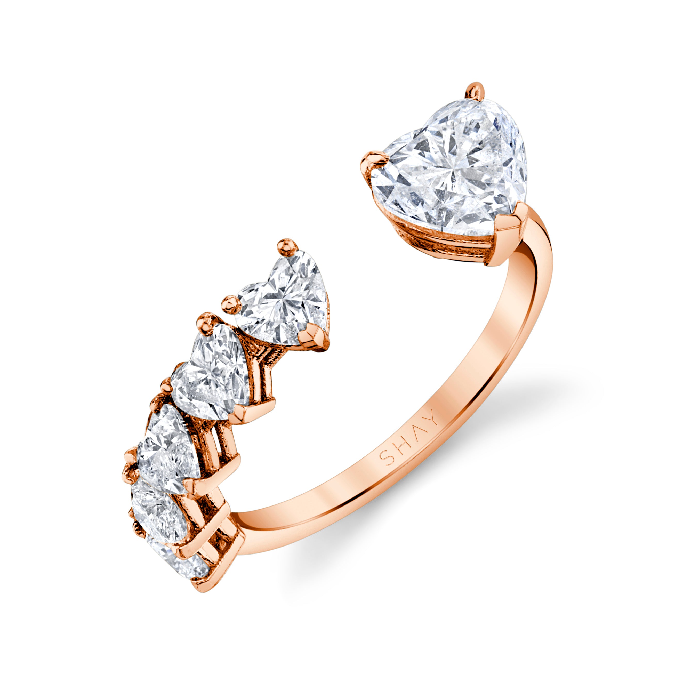 SHAY Diamond Floating Heart Ring, 9.8ct, 18k gold, side view