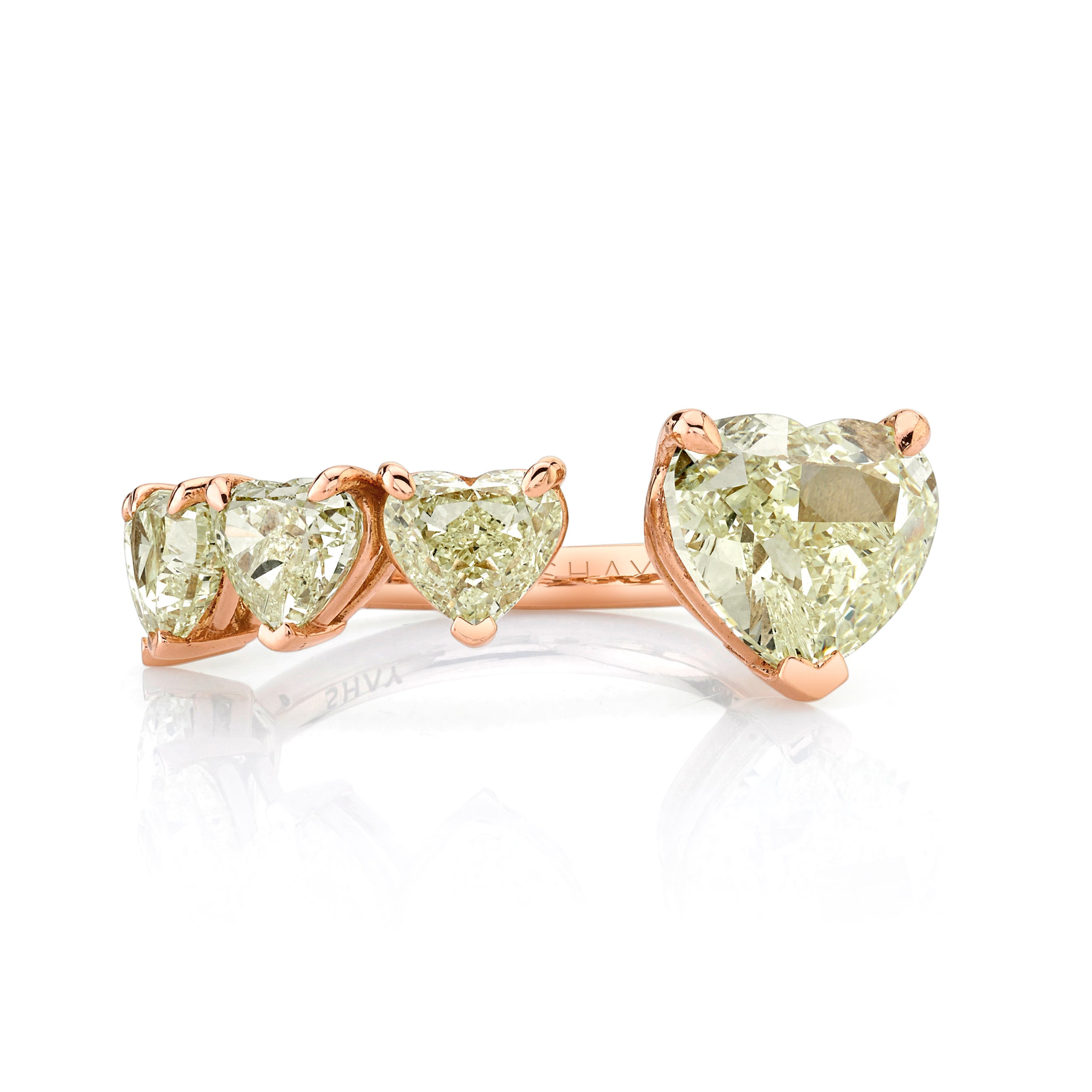 SHAY Yellow Diamond Floating Heart Ring, 3.64ct center, 18k gold, side view