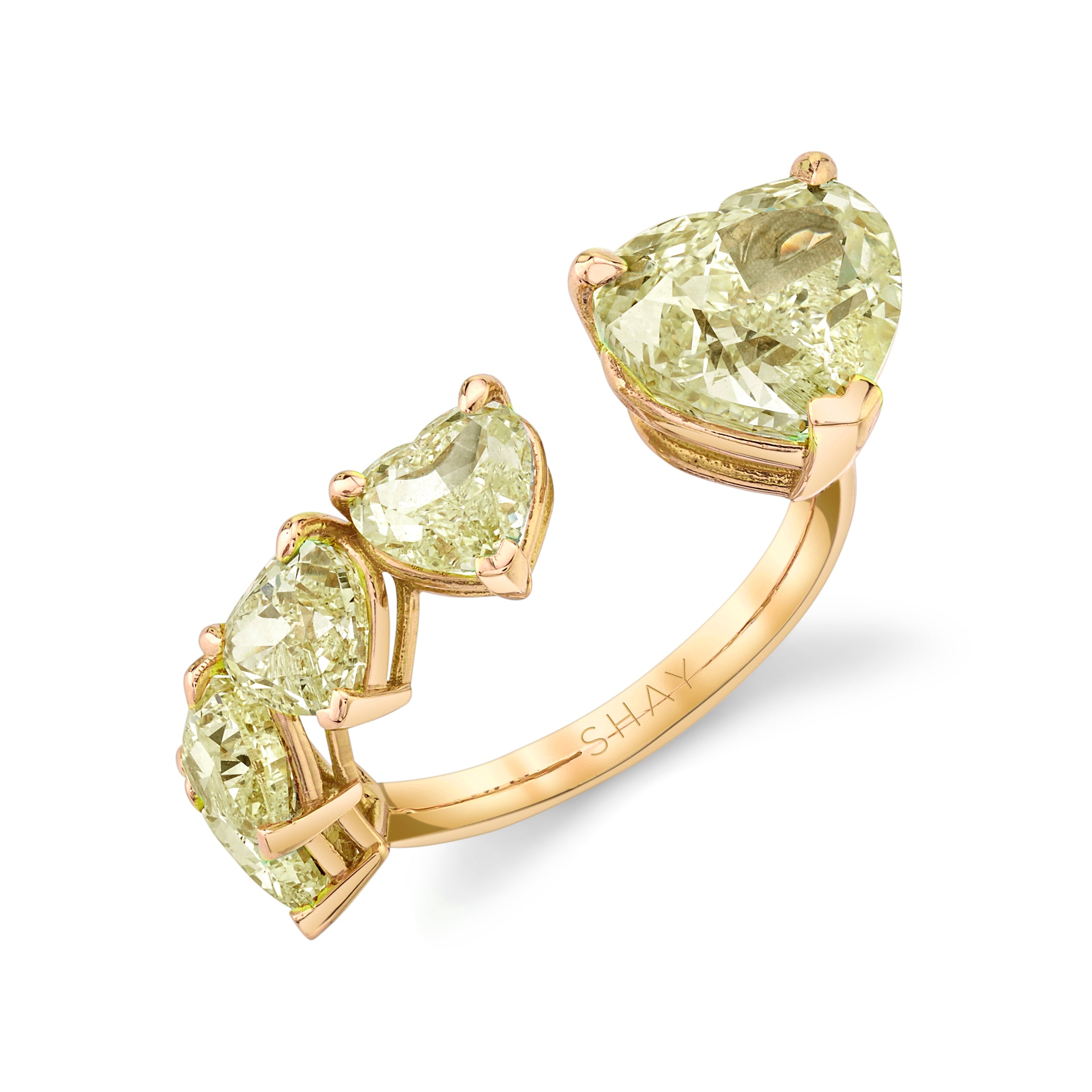 SHAY Yellow Diamond Floating Heart Ring, 3.64ct center, 18k gold, additional view