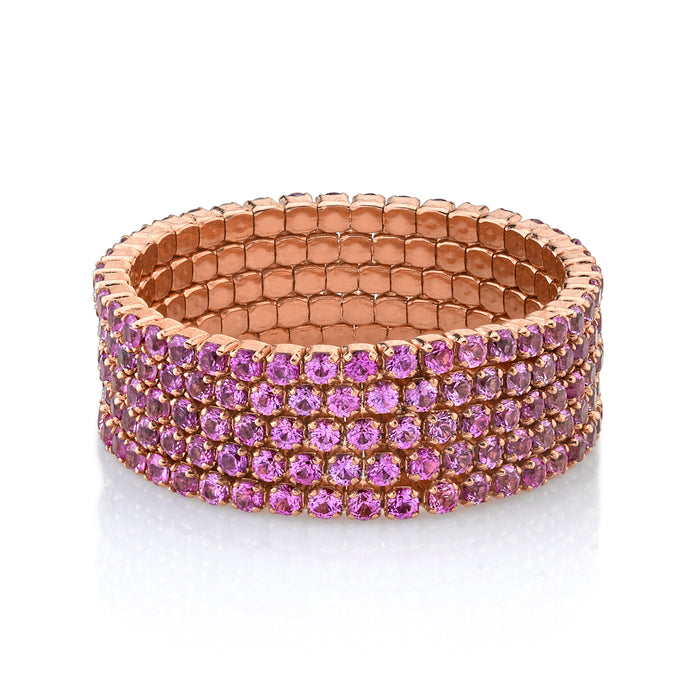PINK SAPPHIRE 5 THREAD STACK RING