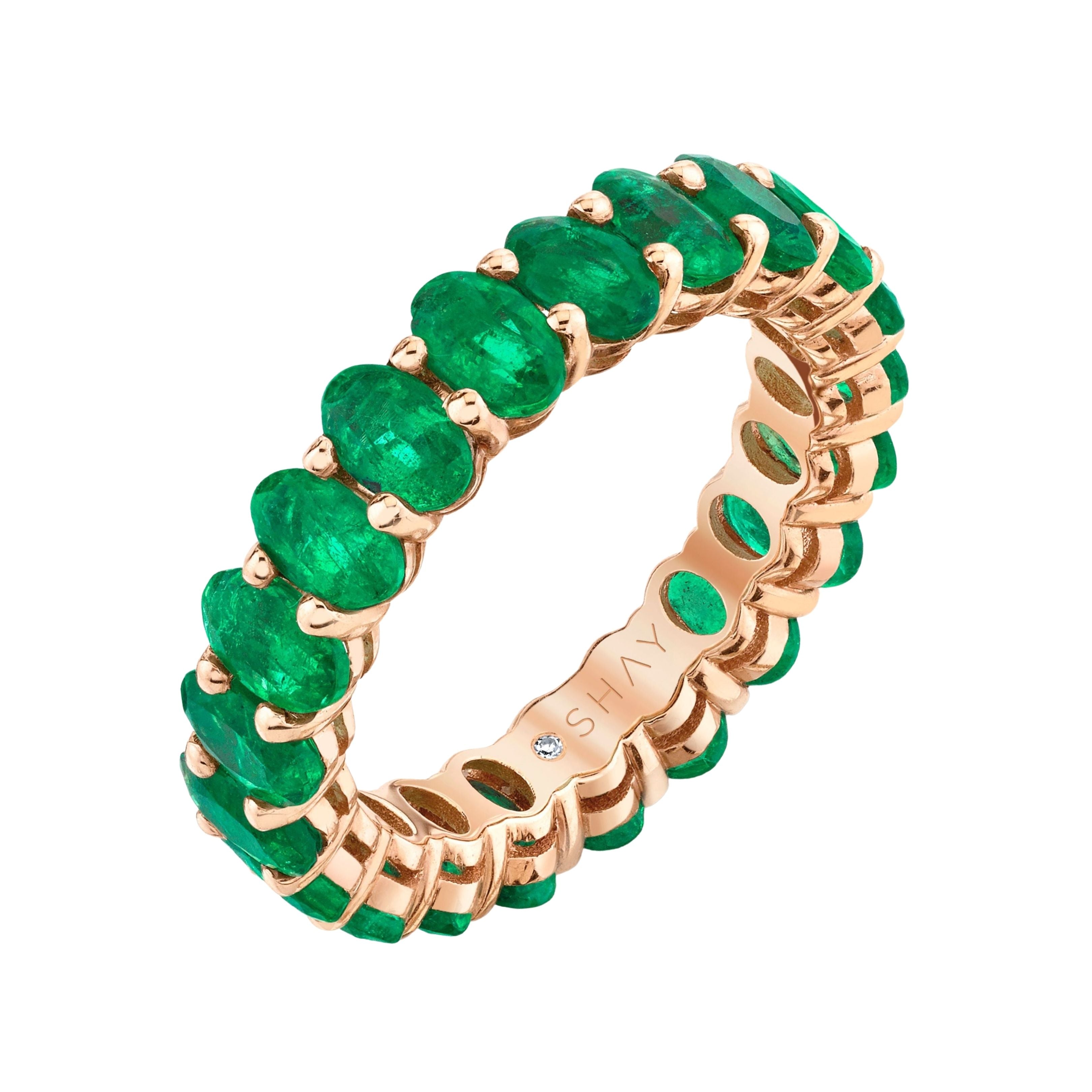 EMERALD OVAL ETERNITY BAND PETITE