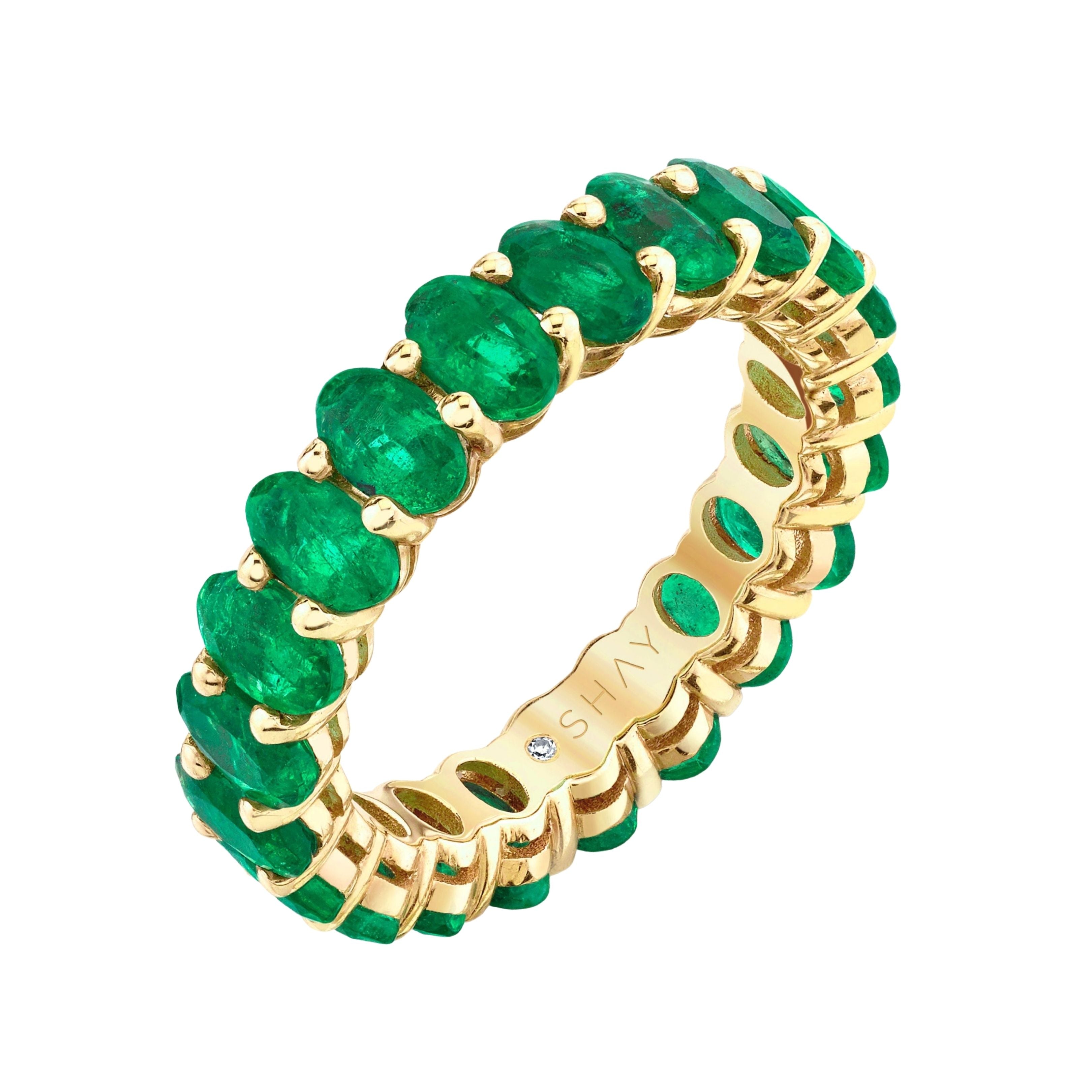 EMERALD OVAL ETERNITY BAND PETITE