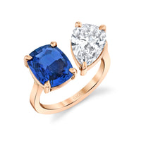 READY TO SHIP DIAMOND & BLUE SAPPHIRE FRATERNAL TWIN RING