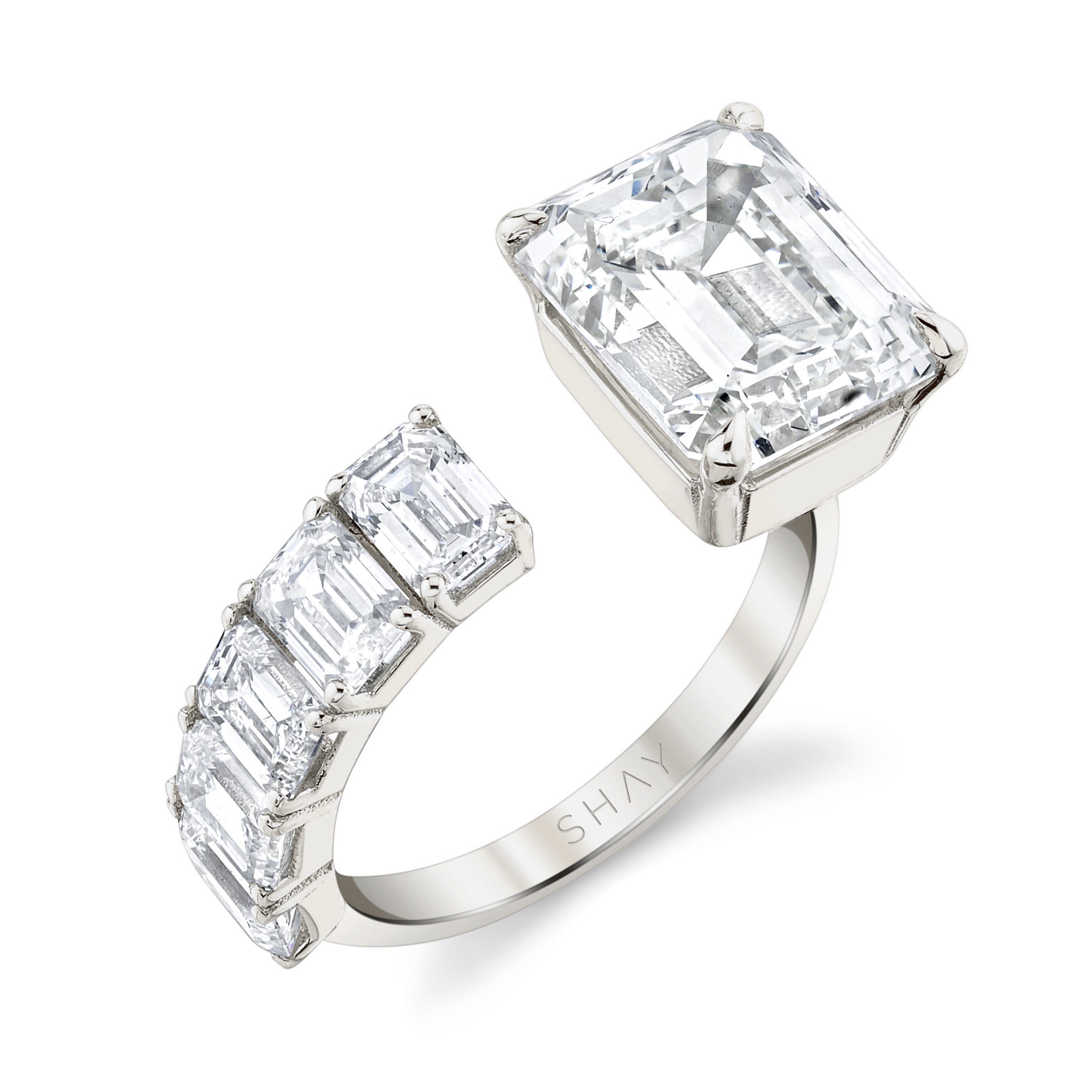 SHAY Diamond Floating Ring, 8.02ct, 18k gold, side view