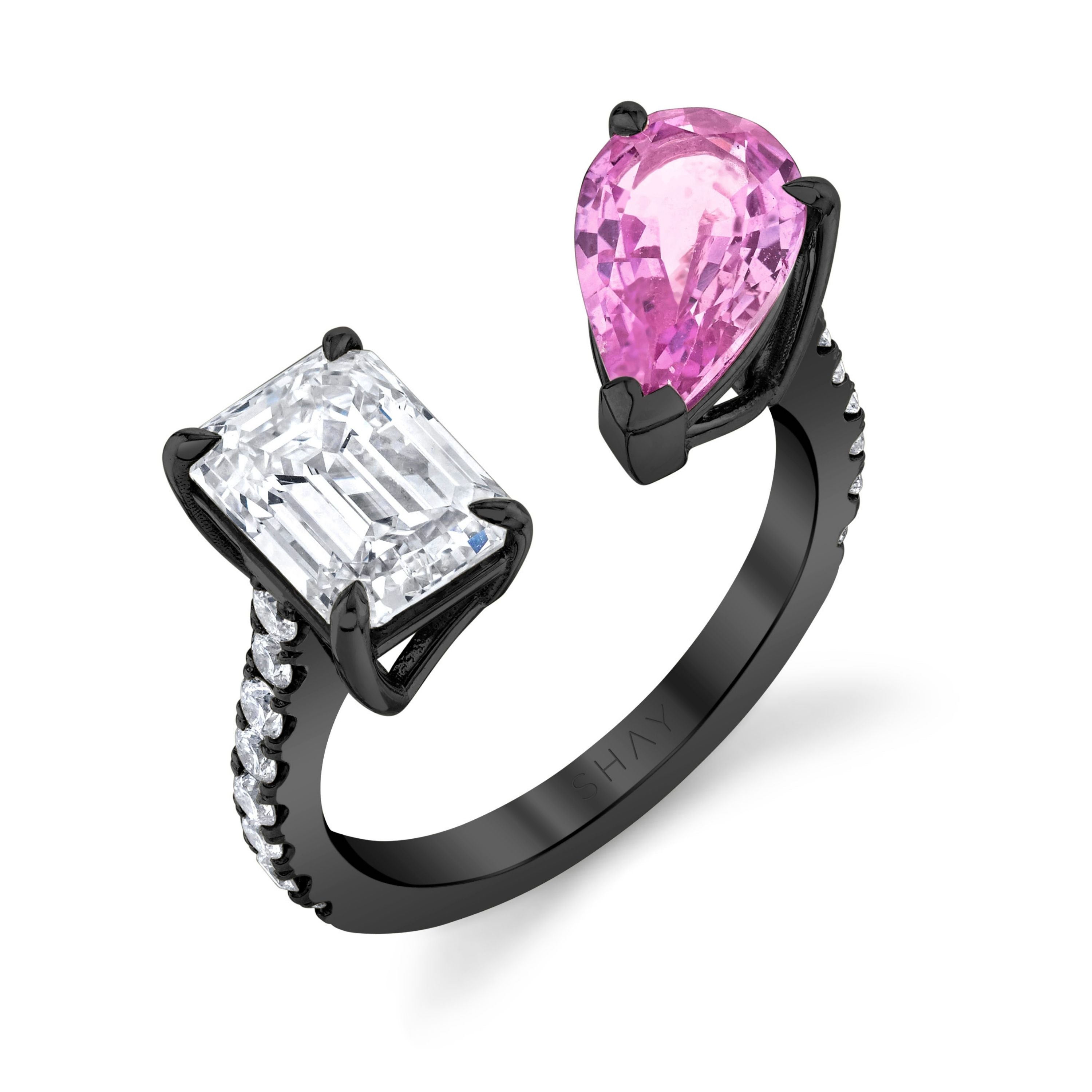 SHAY Pink Sapphire & Diamond Twin Ring, 1.98ct, 18k gold, additional view 2
