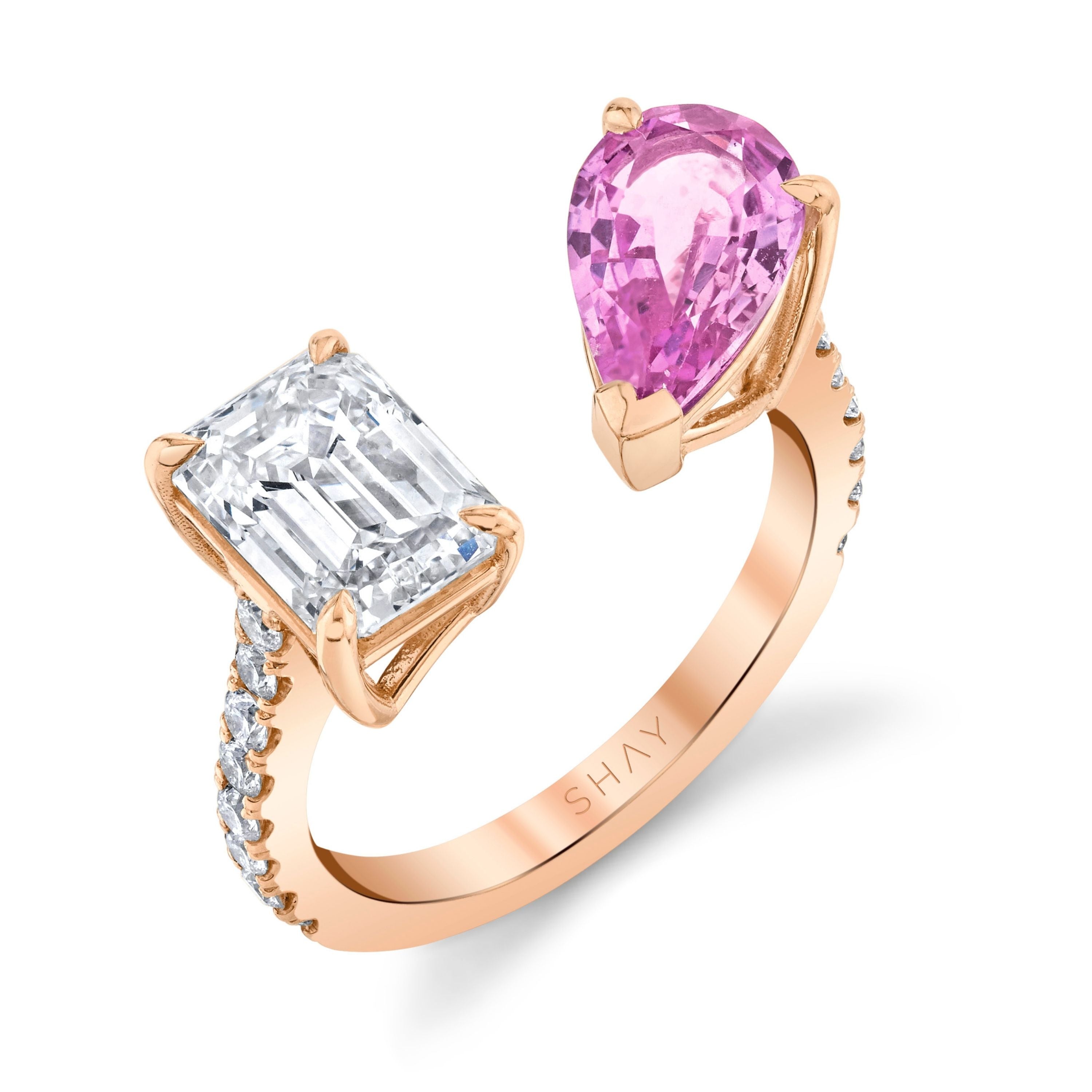 SHAY Pink Sapphire & Diamond Twin Ring, 1.98ct, 18k gold, side view