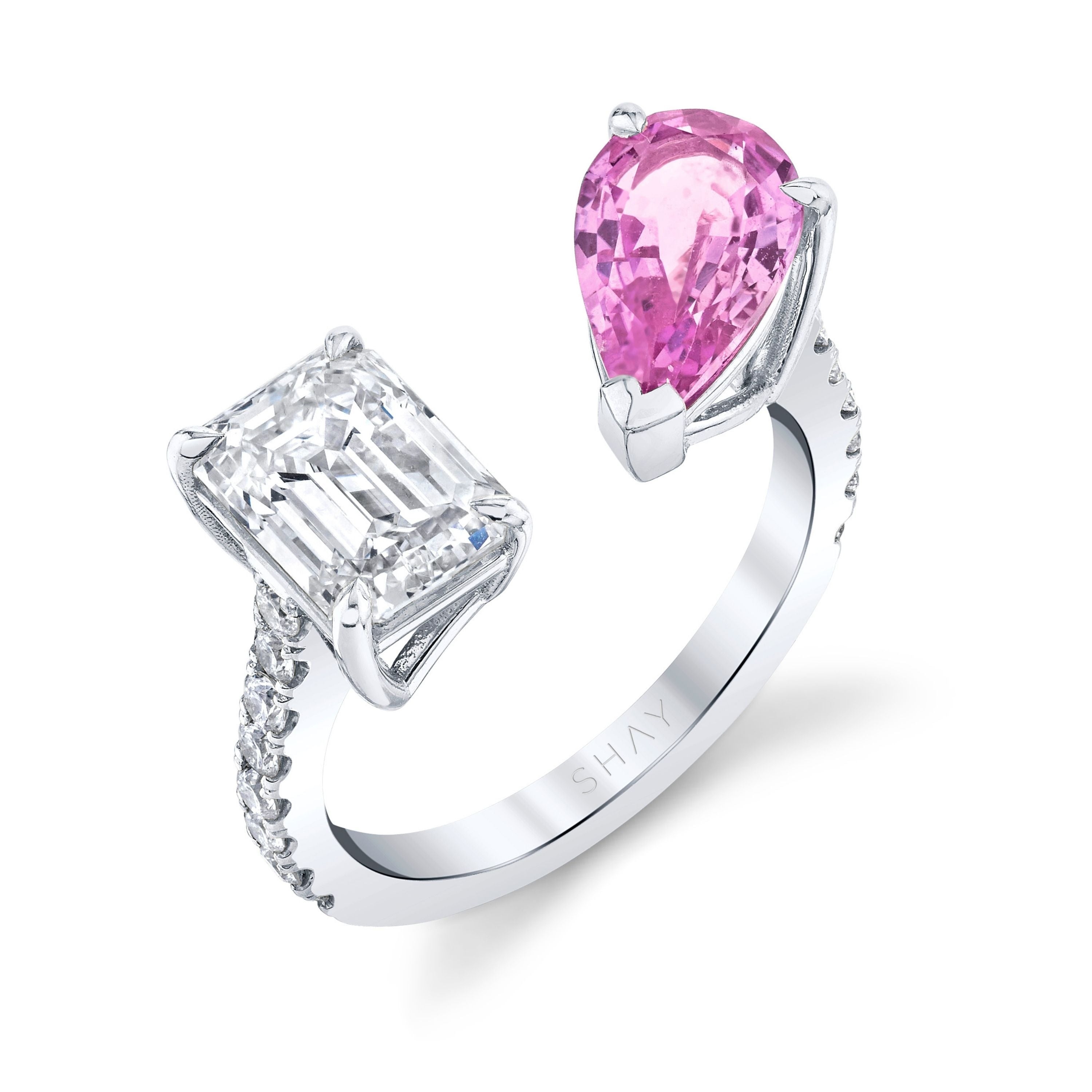 SHAY Pink Sapphire & Diamond Twin Ring, 1.98ct, 18k gold, additional view