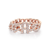 DIAMOND PAVE PERSONALIZED INITIAL GRADUAL  LINK RING