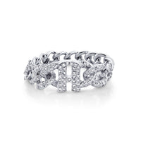 DIAMOND PAVE PERSONALIZED INITIAL GRADUAL  LINK RING