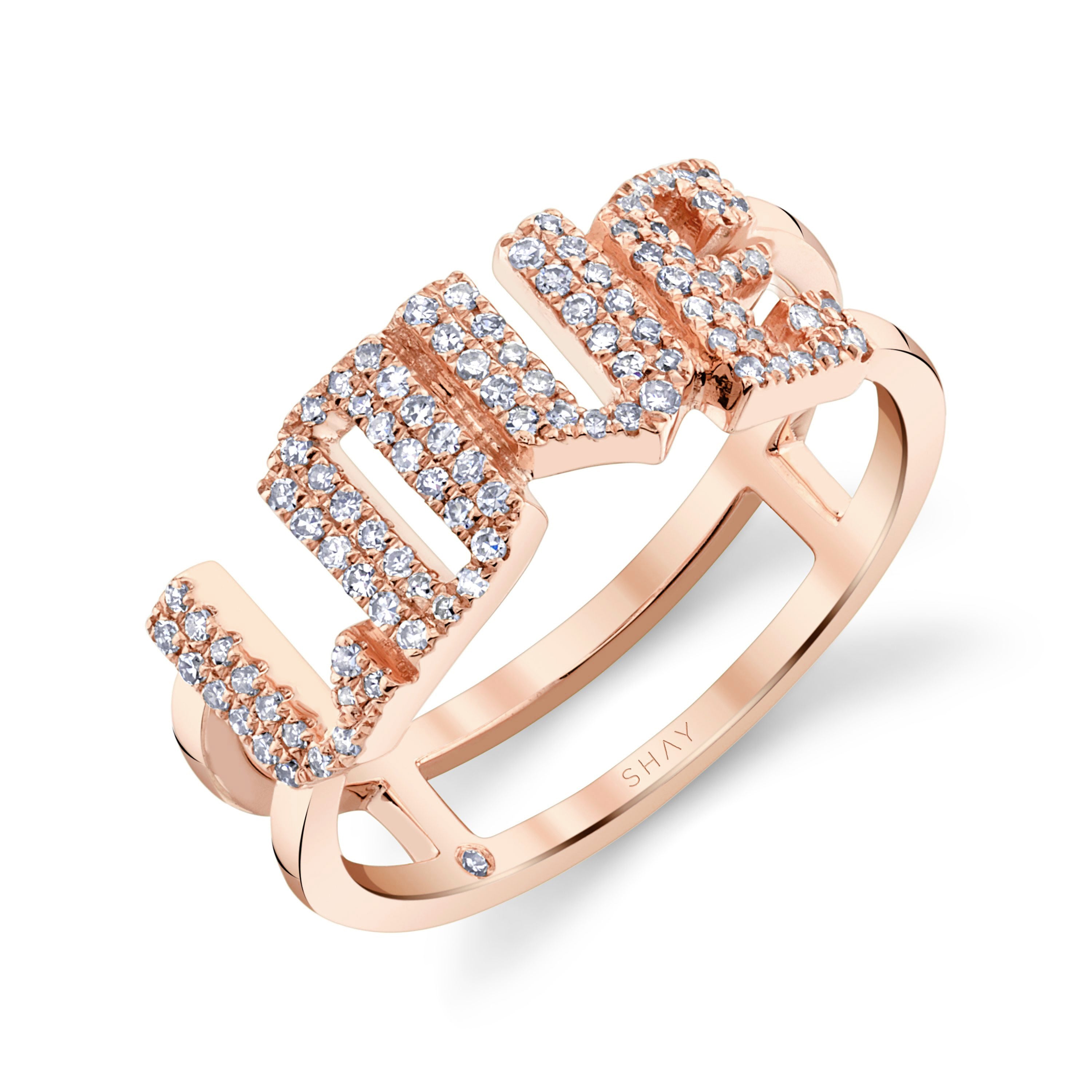 DIAMOND PERSONALIZED STACKED 4 LETTER RING