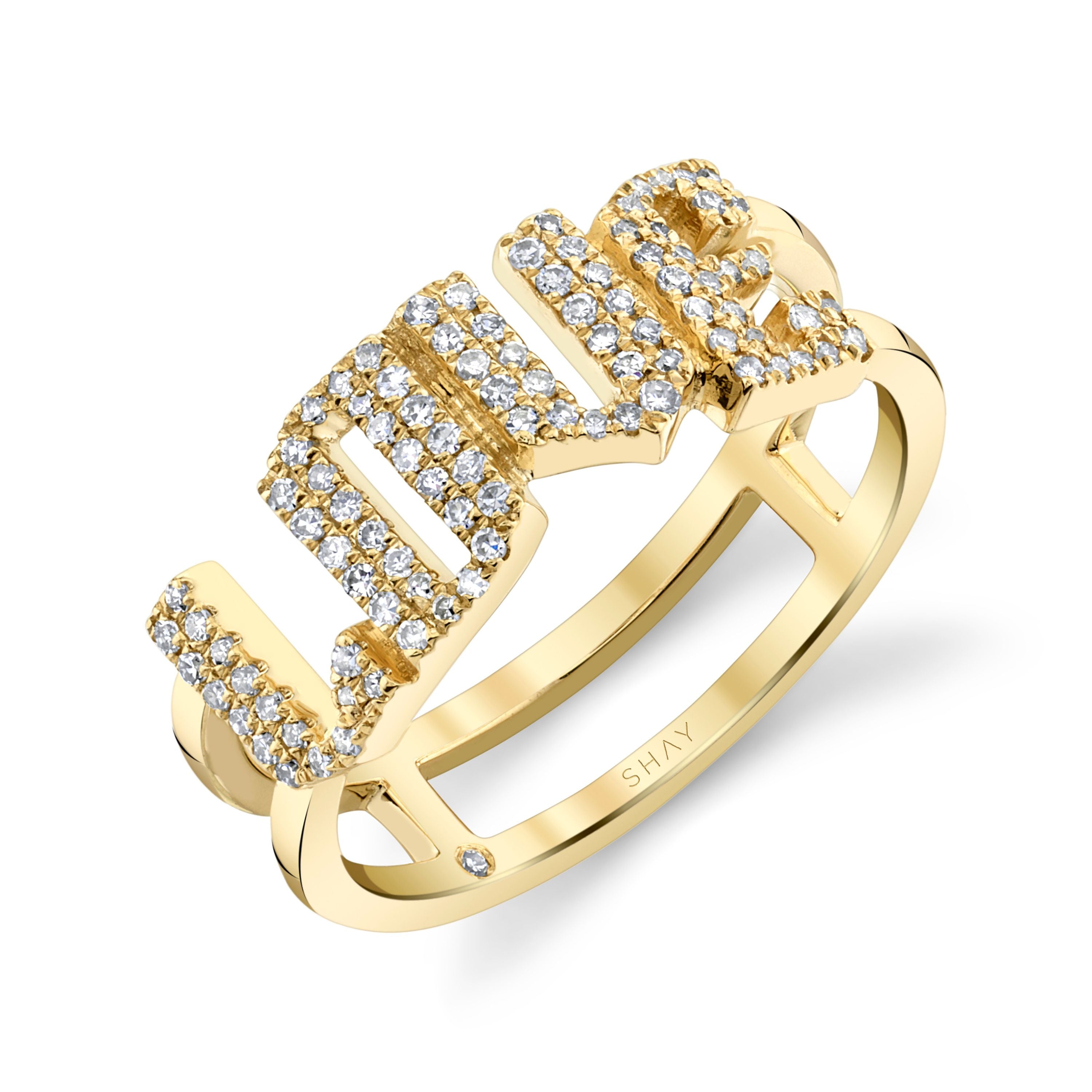 DIAMOND PERSONALIZED STACKED 4 LETTER RING