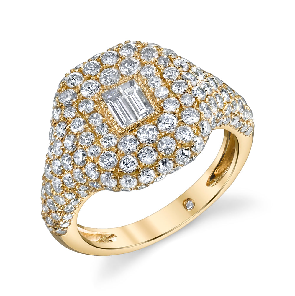 Pave baguette online diamond ring