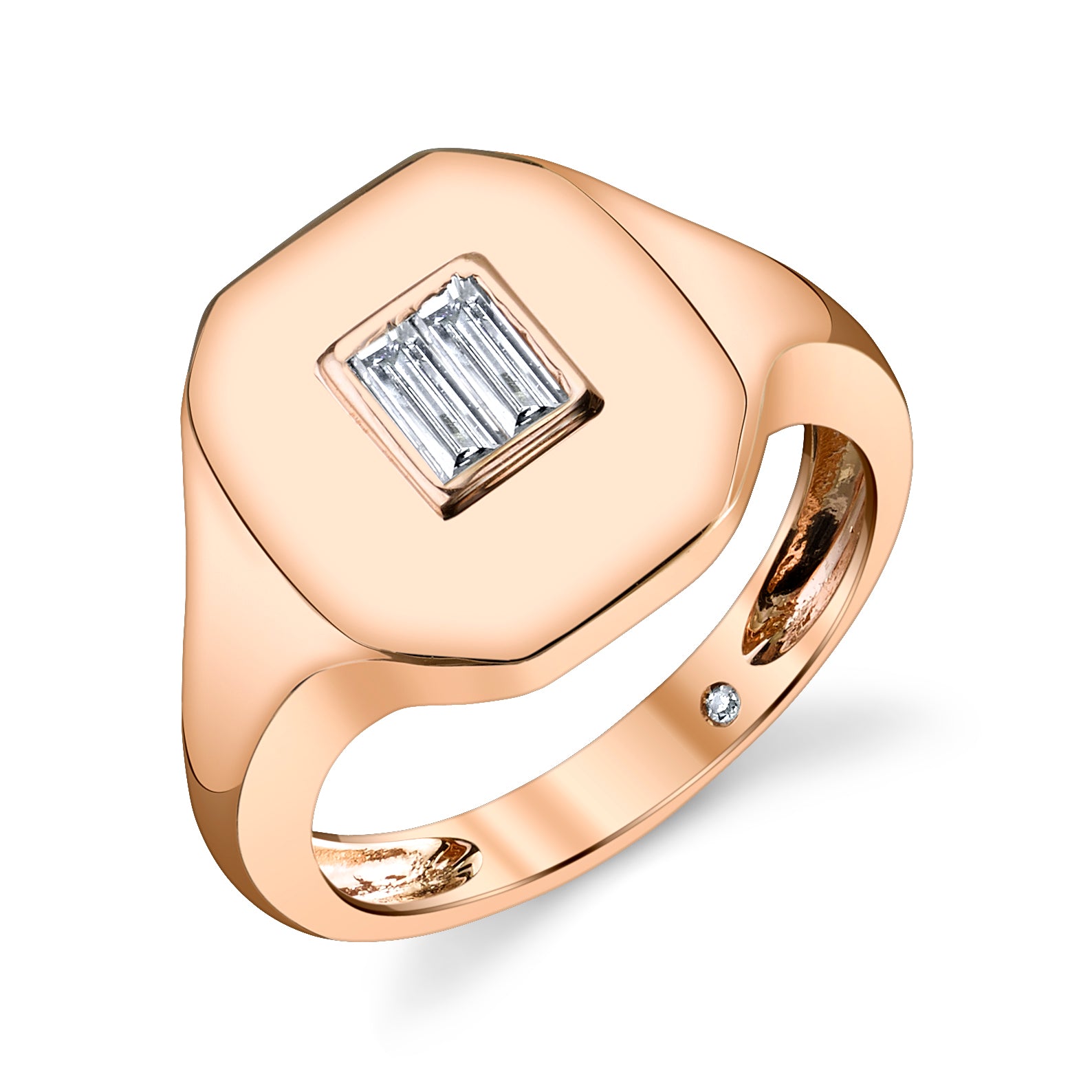 SHAY Ready to Ship Diamond Baguette Pinky Ring, 18k gold, detail view