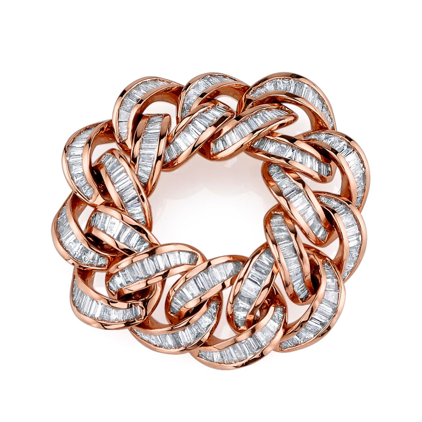 SHAY Ready to Ship Diamond Baguette Essential Link Ring, 18k gold, side view