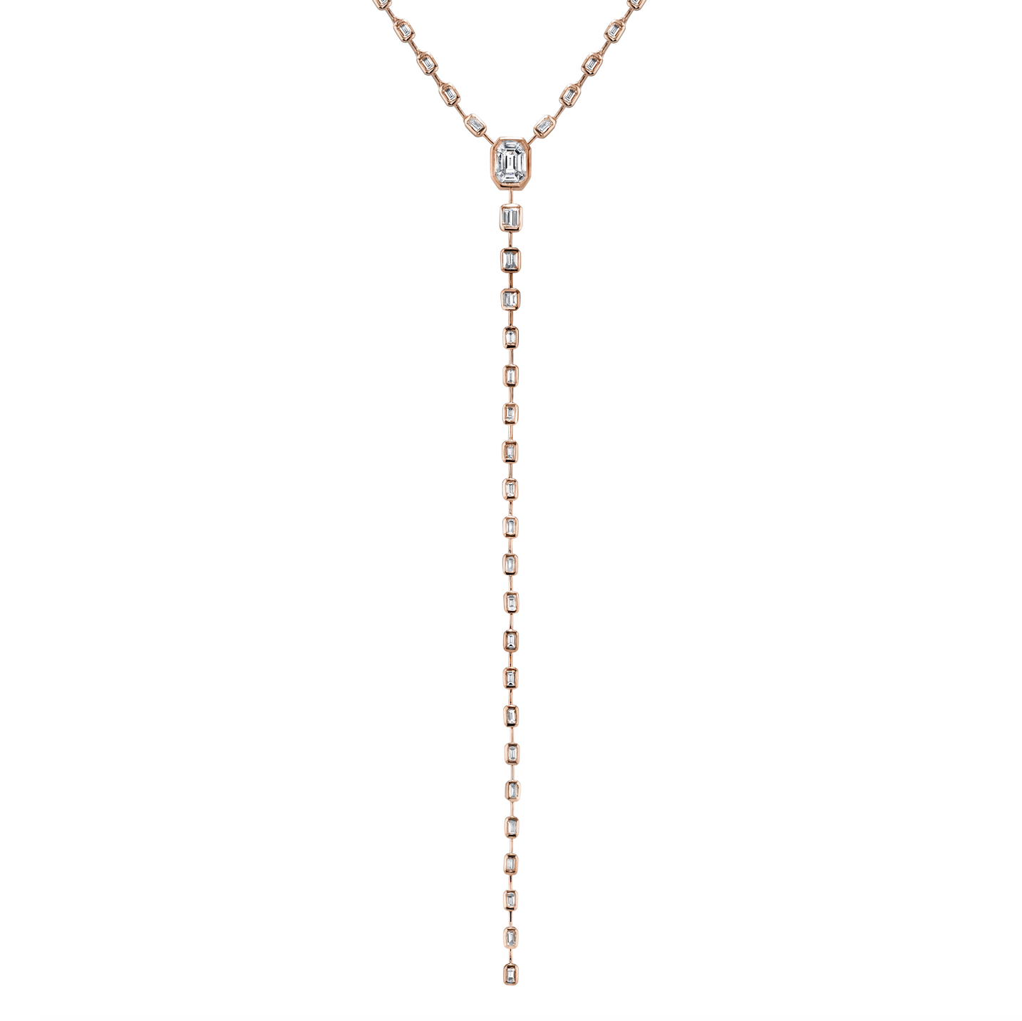 SHAY Diamond Illusion Y Necklace, 4ct, 18k gold, side view