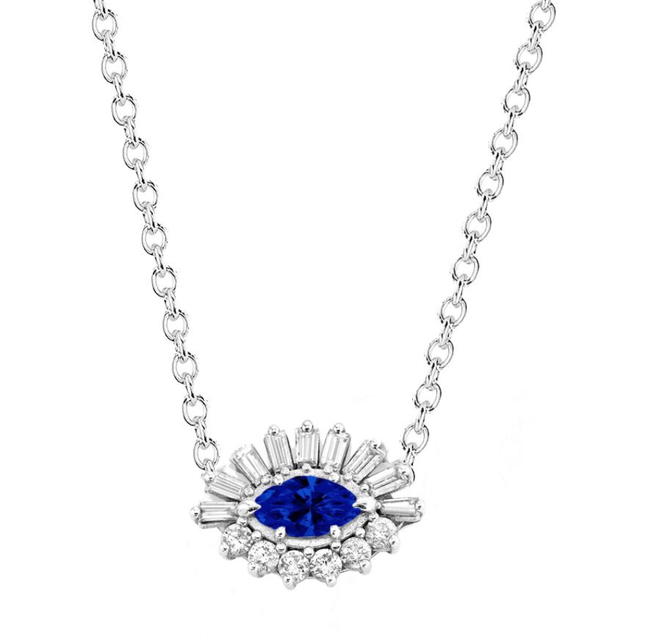 Sapphire evil hot sale eye necklace