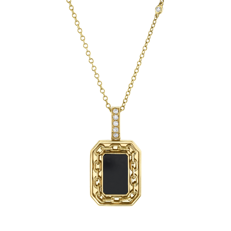 DY Elements® Disc Pendant in 18K Yellow Gold with Black Onyx